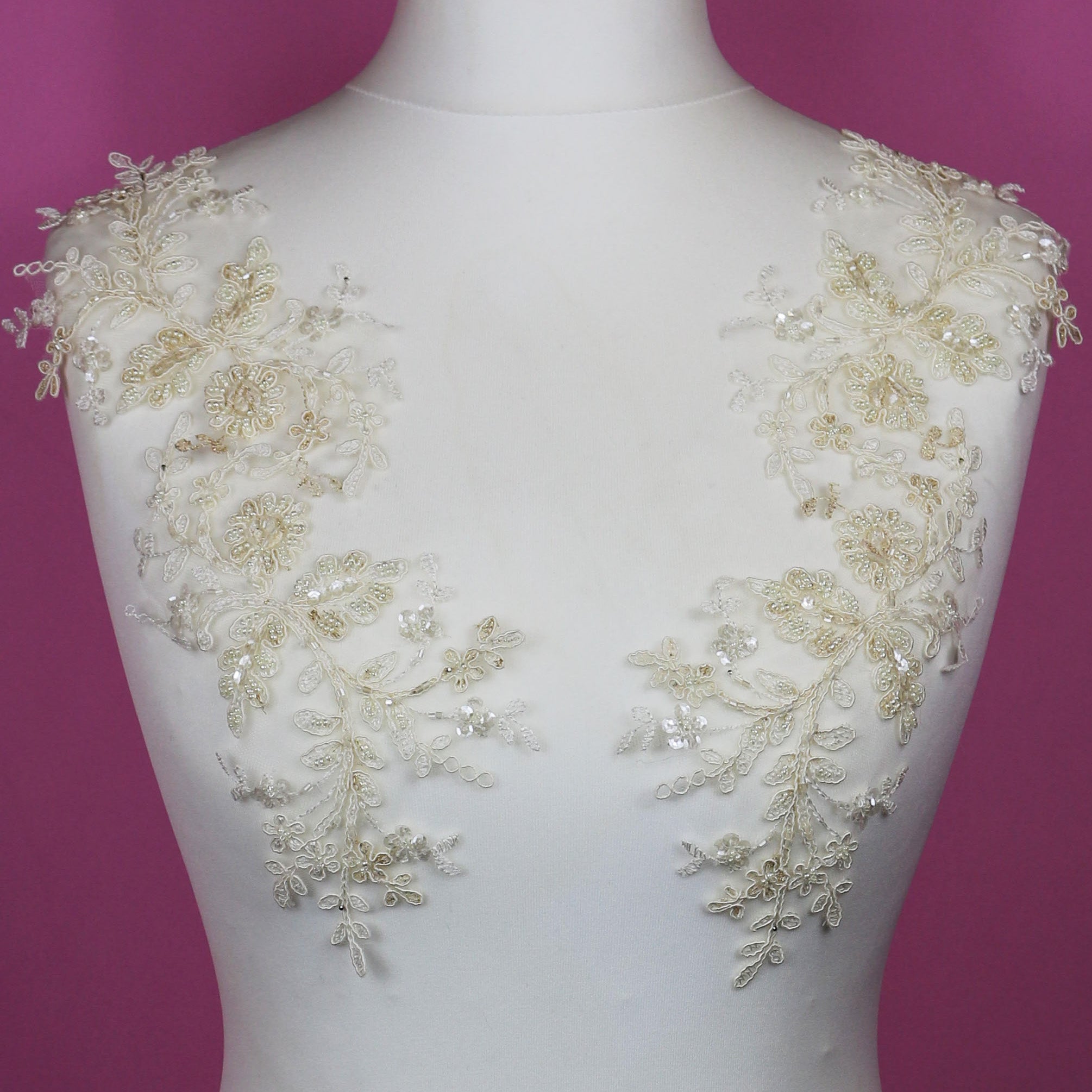 Lace applique & Crystal appliques : Wedding Dress - Bridal Fabrics