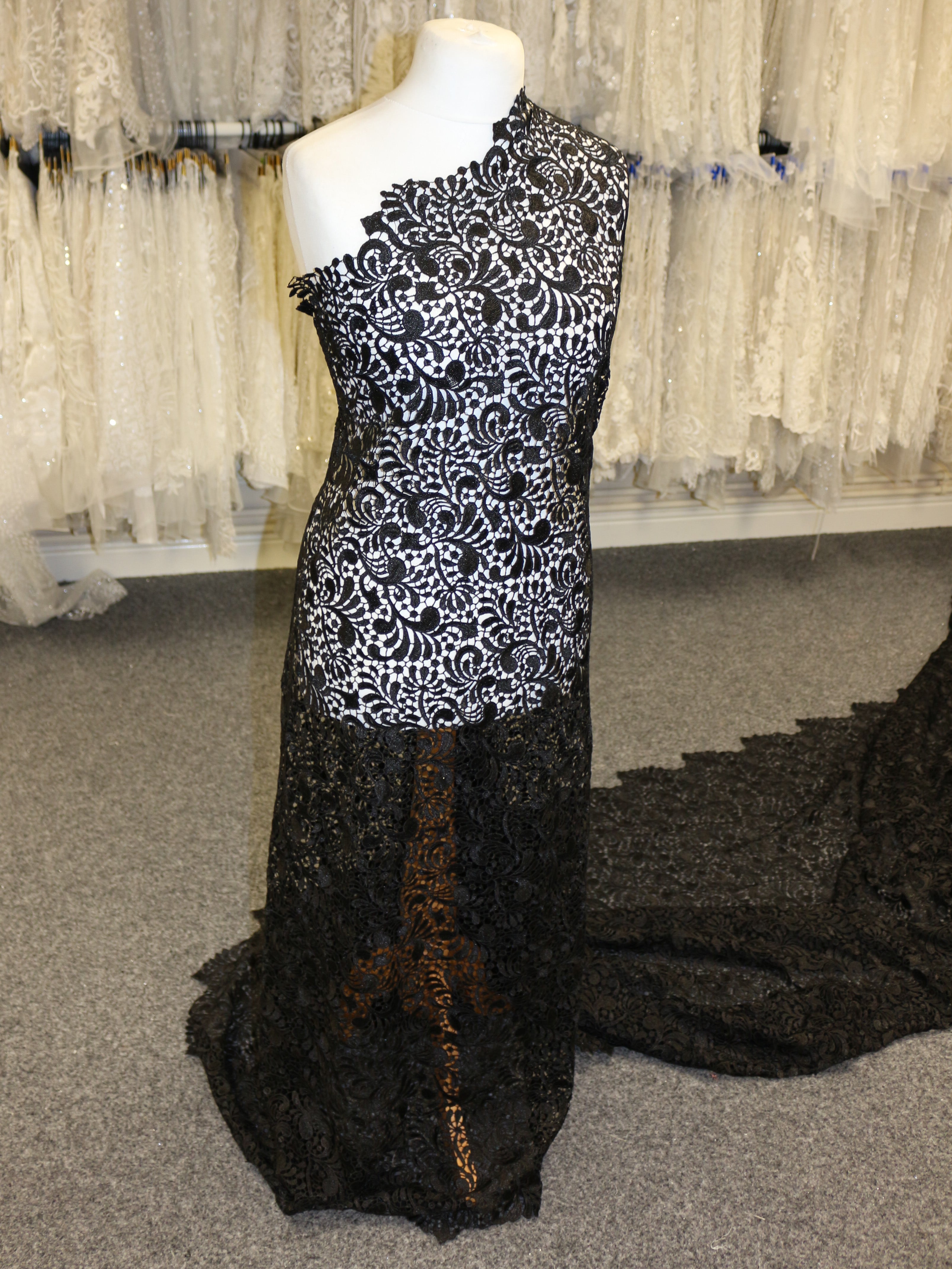 Black guipure outlet lace dress