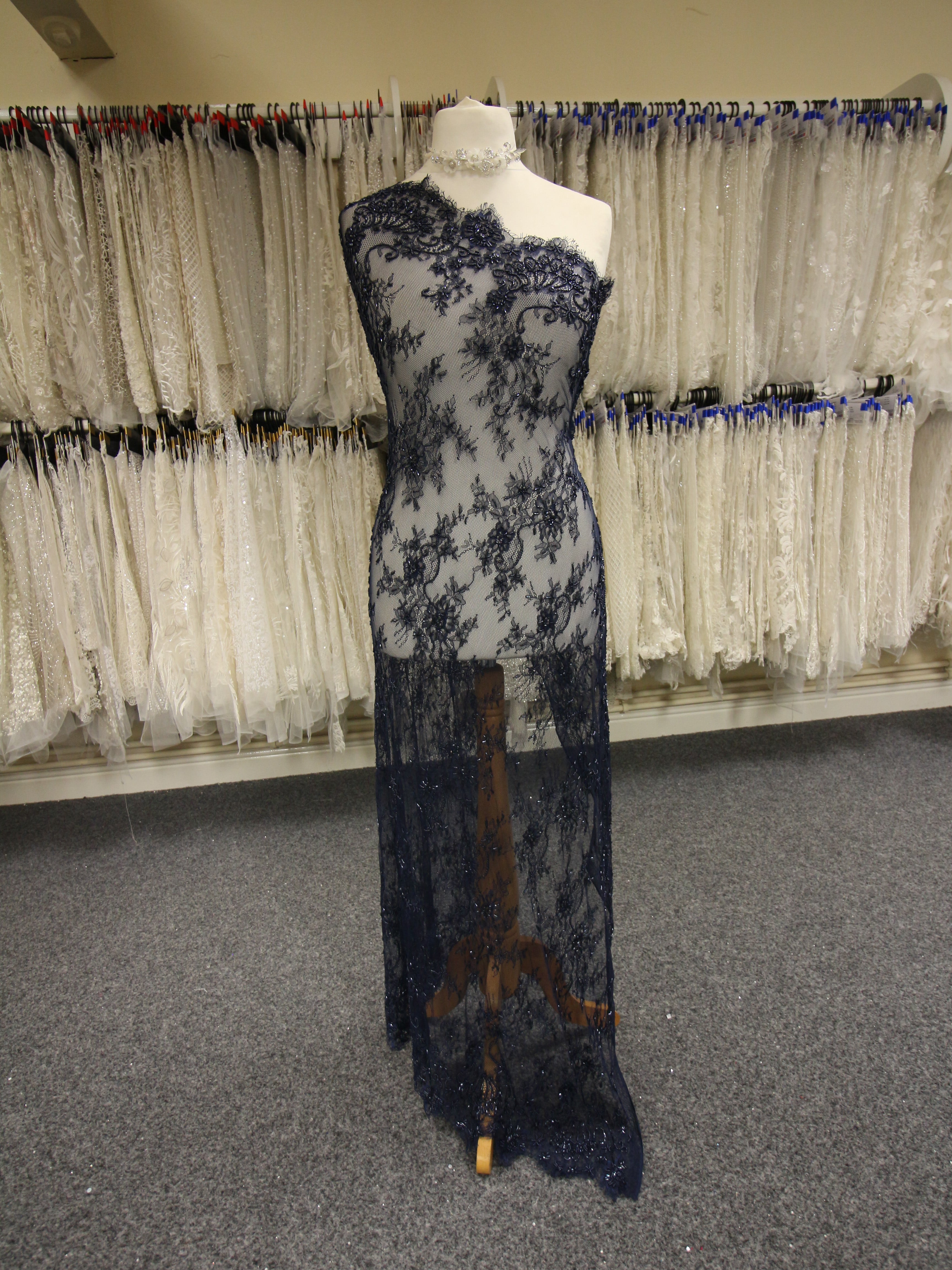 Navy Embroidered Lace - Sassi