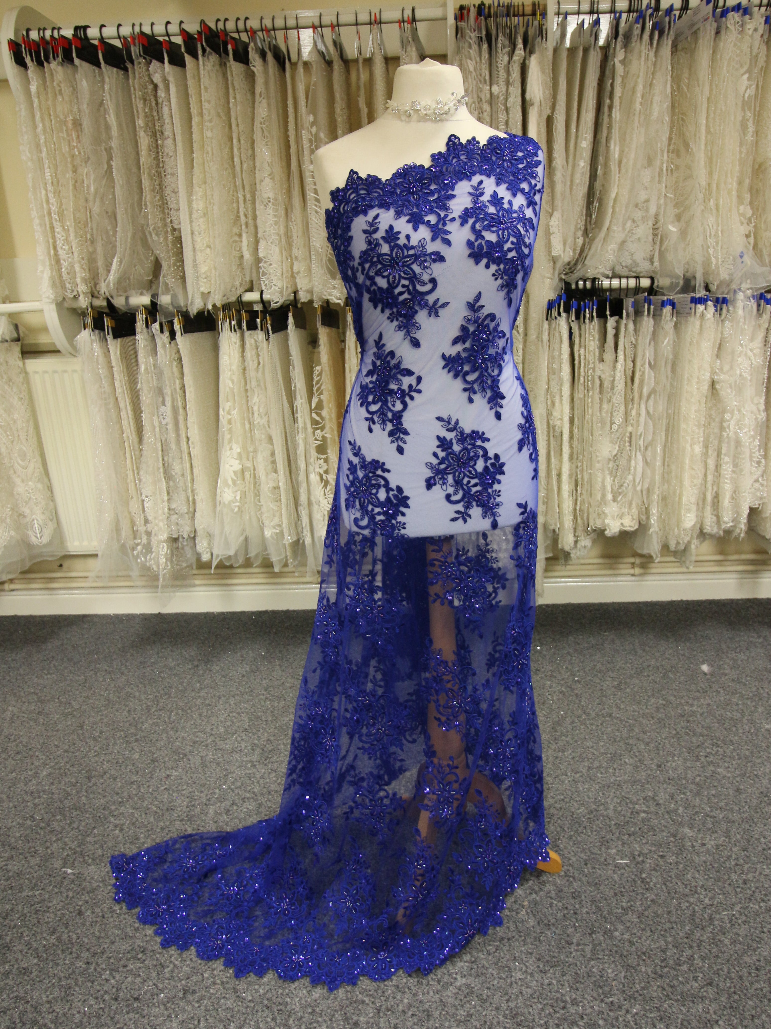 Royal Blue Beaded Lace - Kady