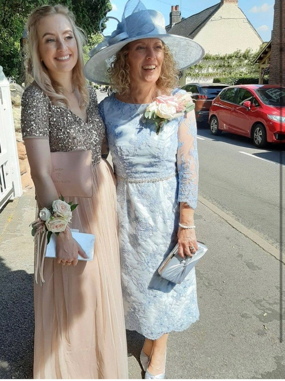 Vintage Blue Bridesmaid Dresses with Lace