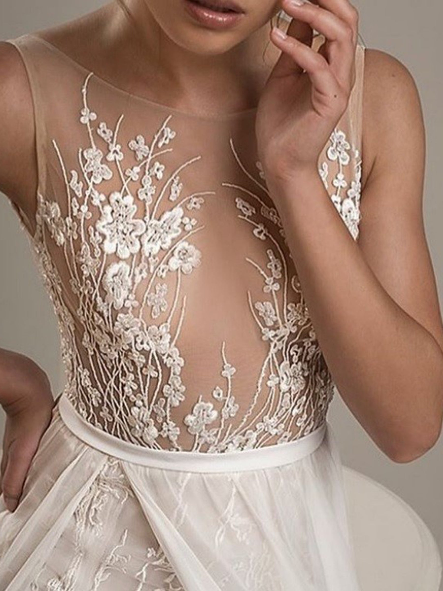 Ivory Embroidered Lace Trim - Dominique