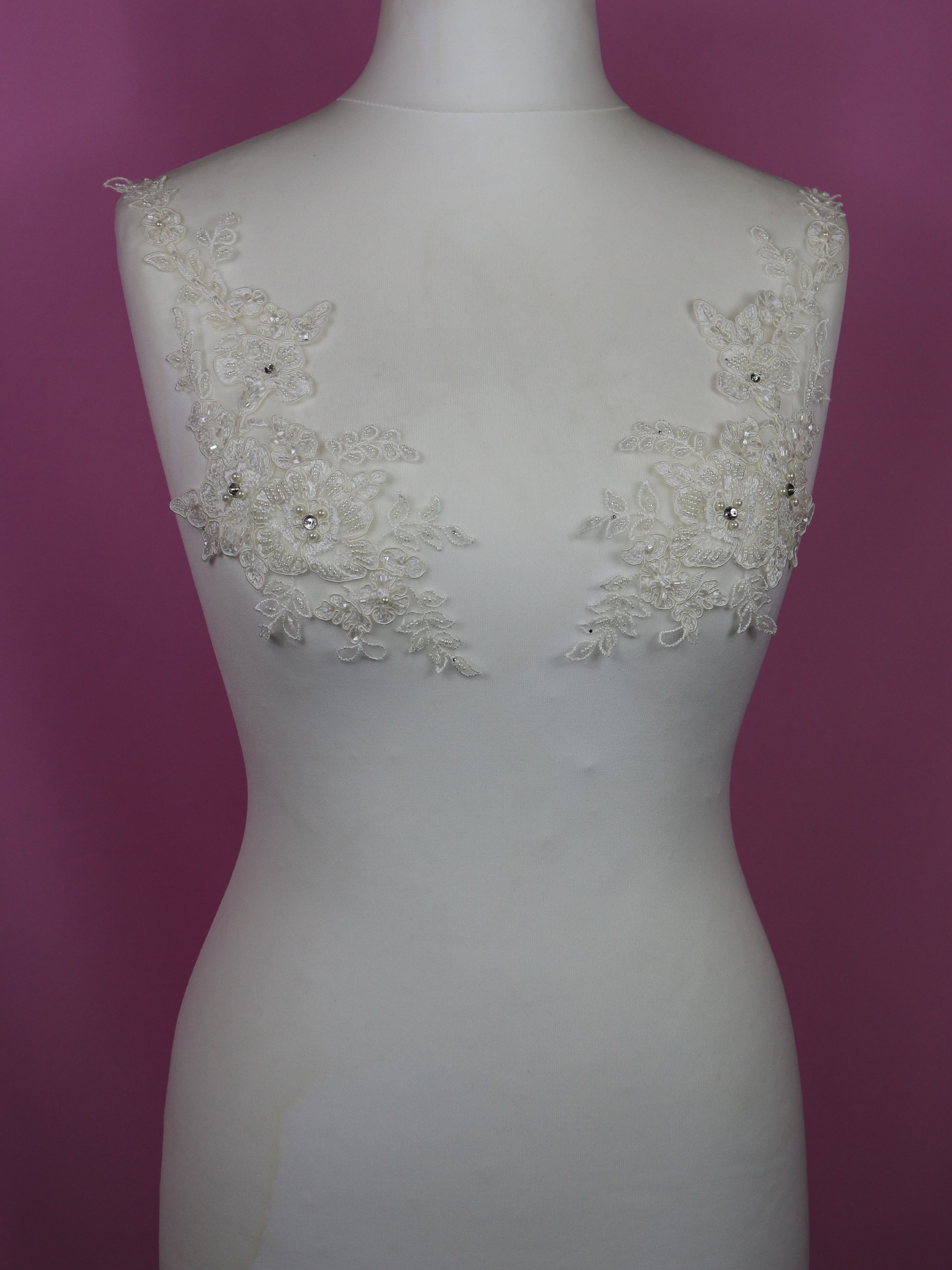 Ivory Beaded and Corded Lace Appliques -– Poppy