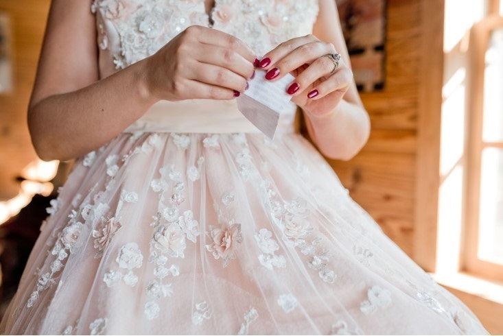 Wedding dress with 3d blush and ivory lace Eugenie 6