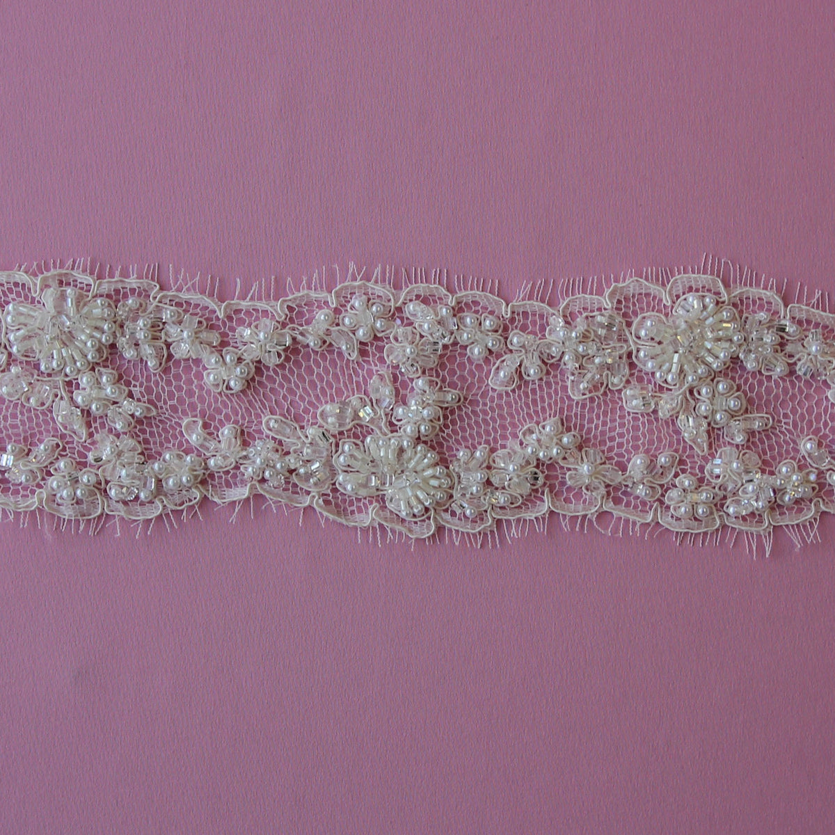 White Beaded Lace Trim - Delilah