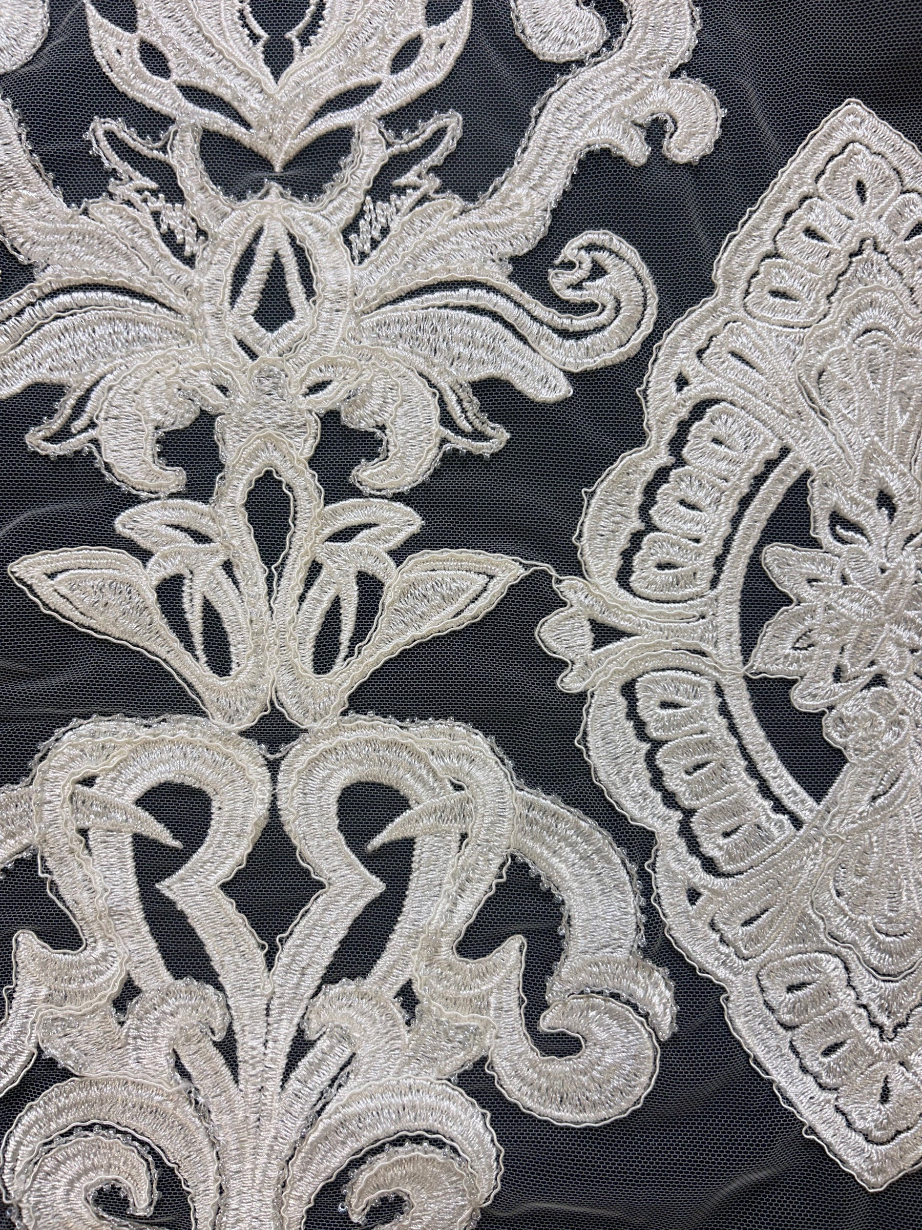 Ivory Embroidered and Beaded Lace - Albertina