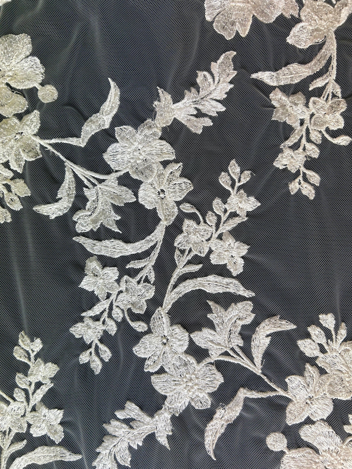 Ivory Embroidered Flower Lace - Aldira