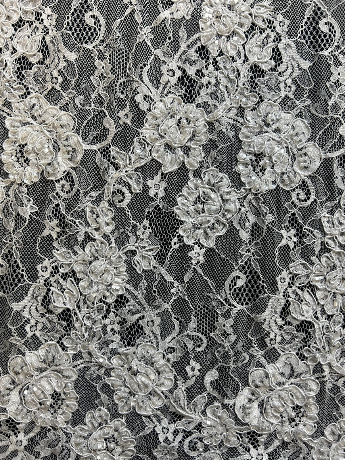 White Beaded and Corded Lace - Angelica