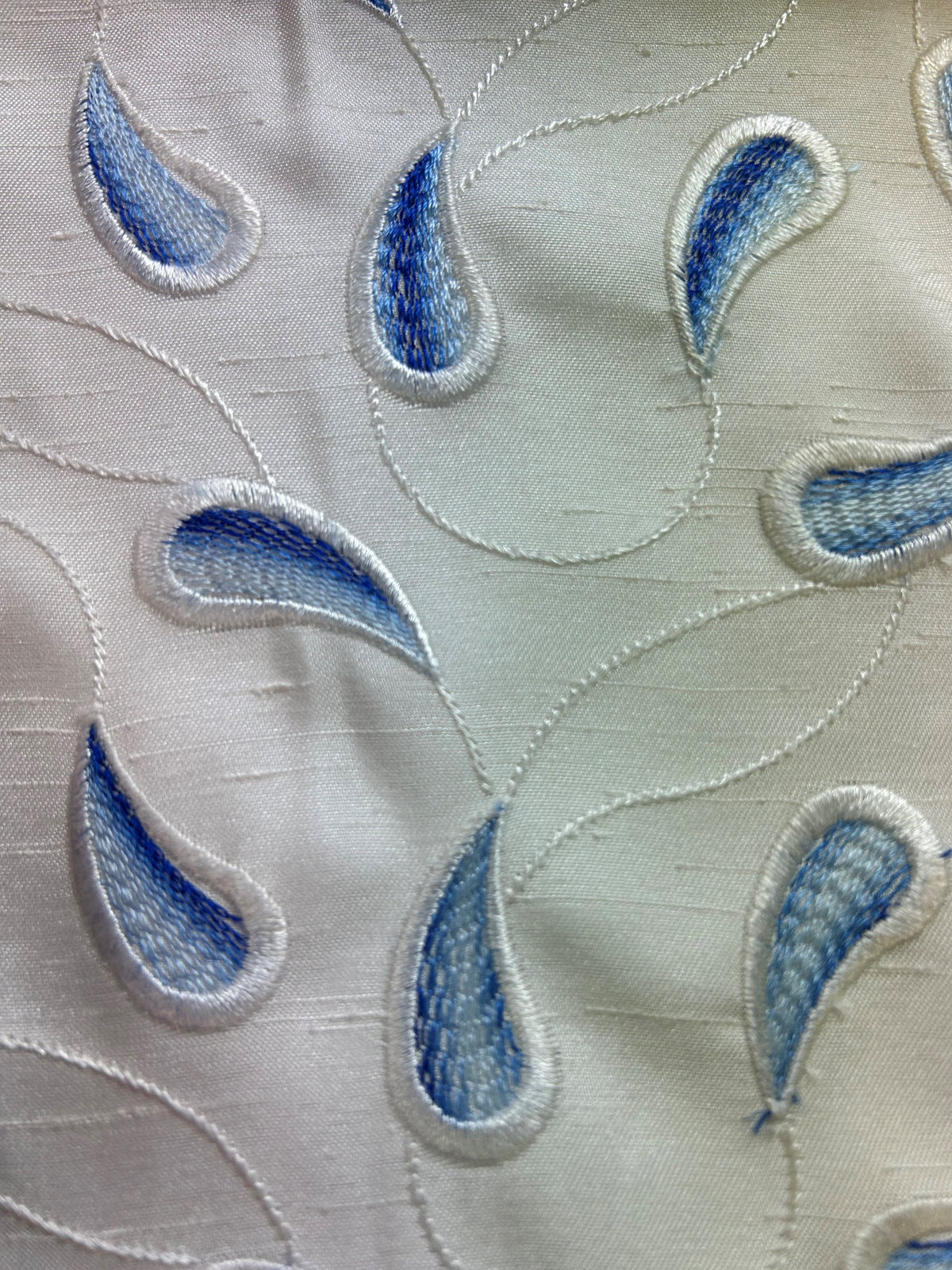 Blue Embroidered Waistcoat Fabric - Atlanta