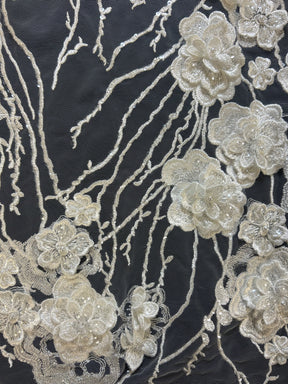 Ivory 3D Embroidered Lace - Augustine