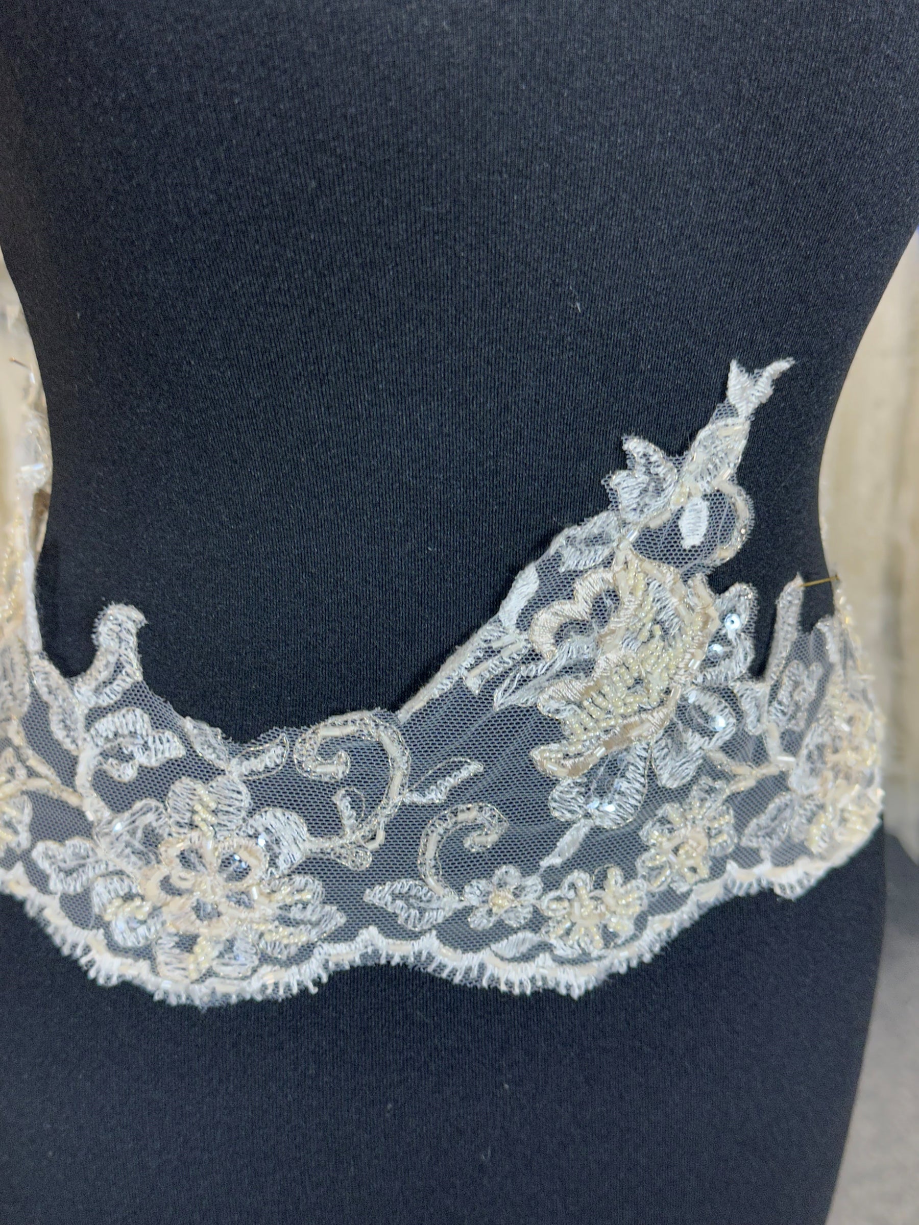 Champagne Beaded Lace Trim - Chloe