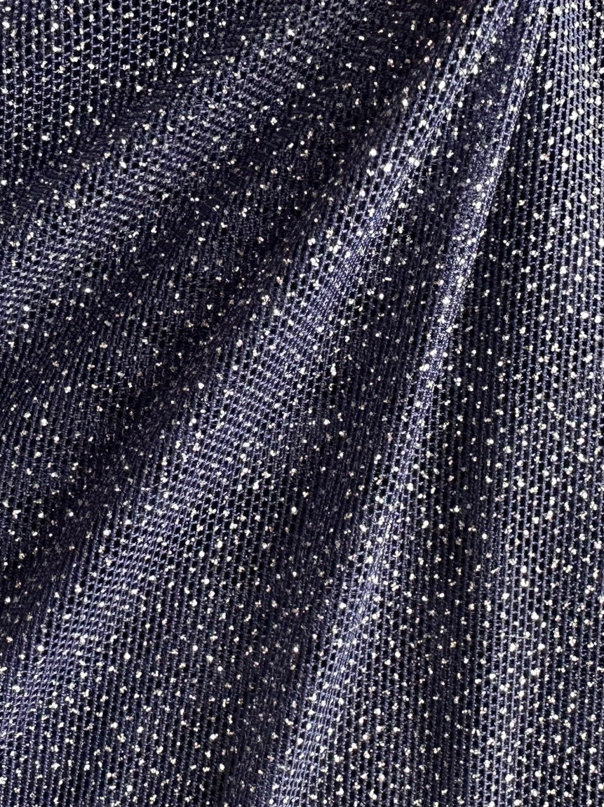 Navy Stretch Glitter Fabric - Ballerina