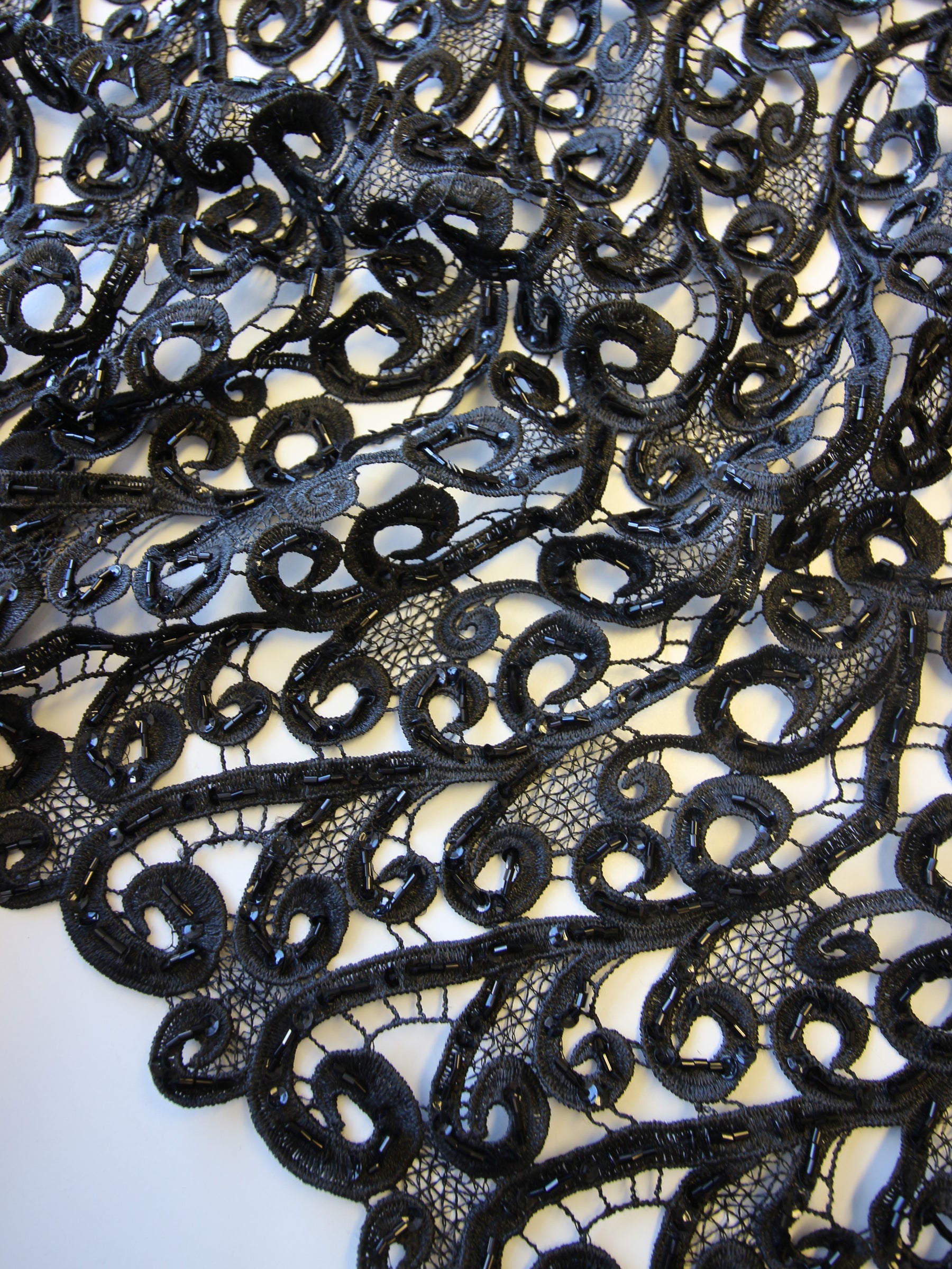 Guipure Lace Fabric - Black - Floral Bridal Lace Guipure By Yard