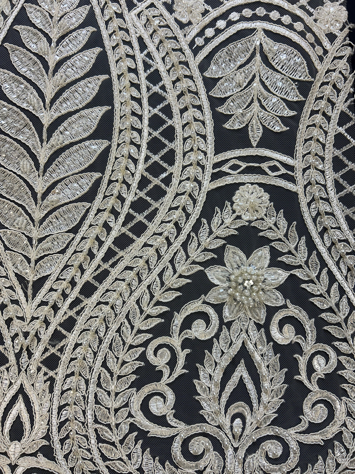 Ivory Corded Embroidery Lace - Blossom