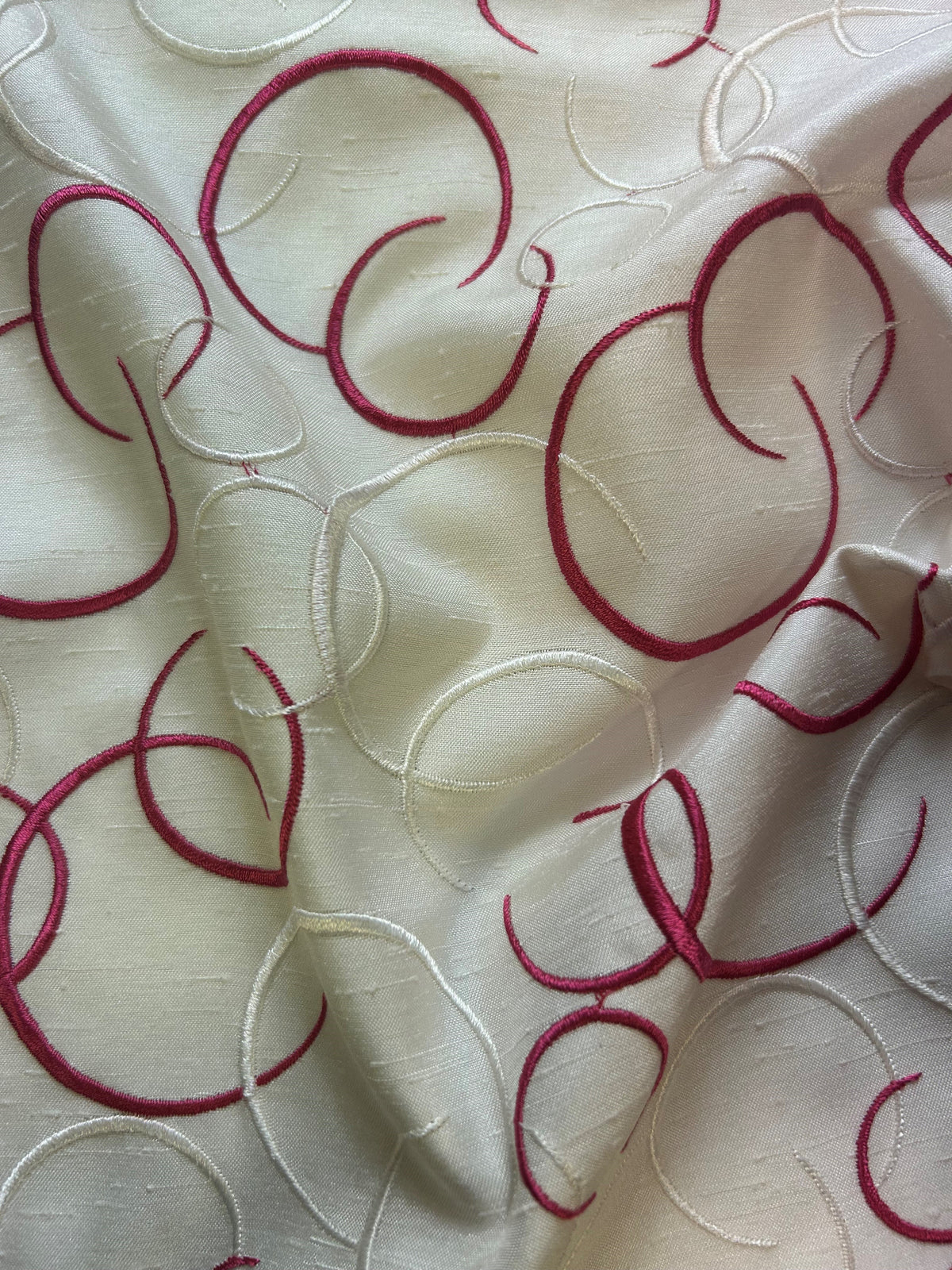 Raspberry Embroidered Fabric - Brooklyn