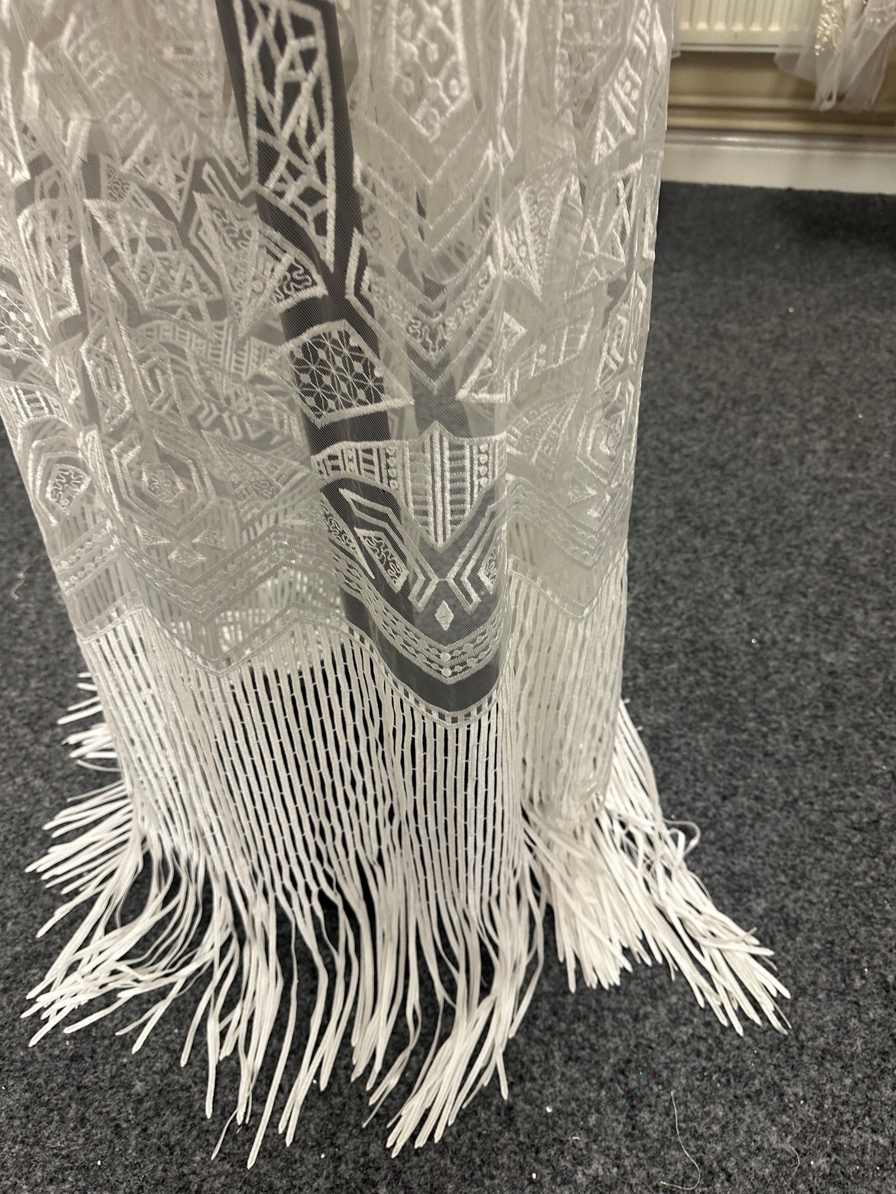 Ivory Fringed Embroidery Lace - Essence