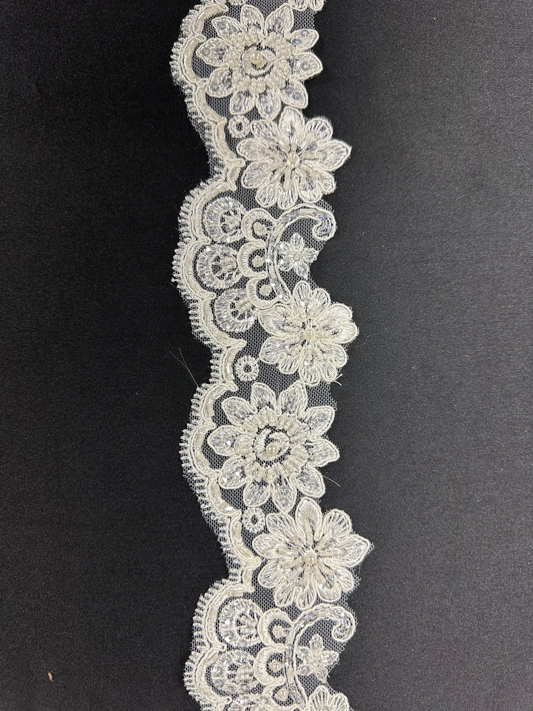 Ivory Beaded Lace Trim - Sheila