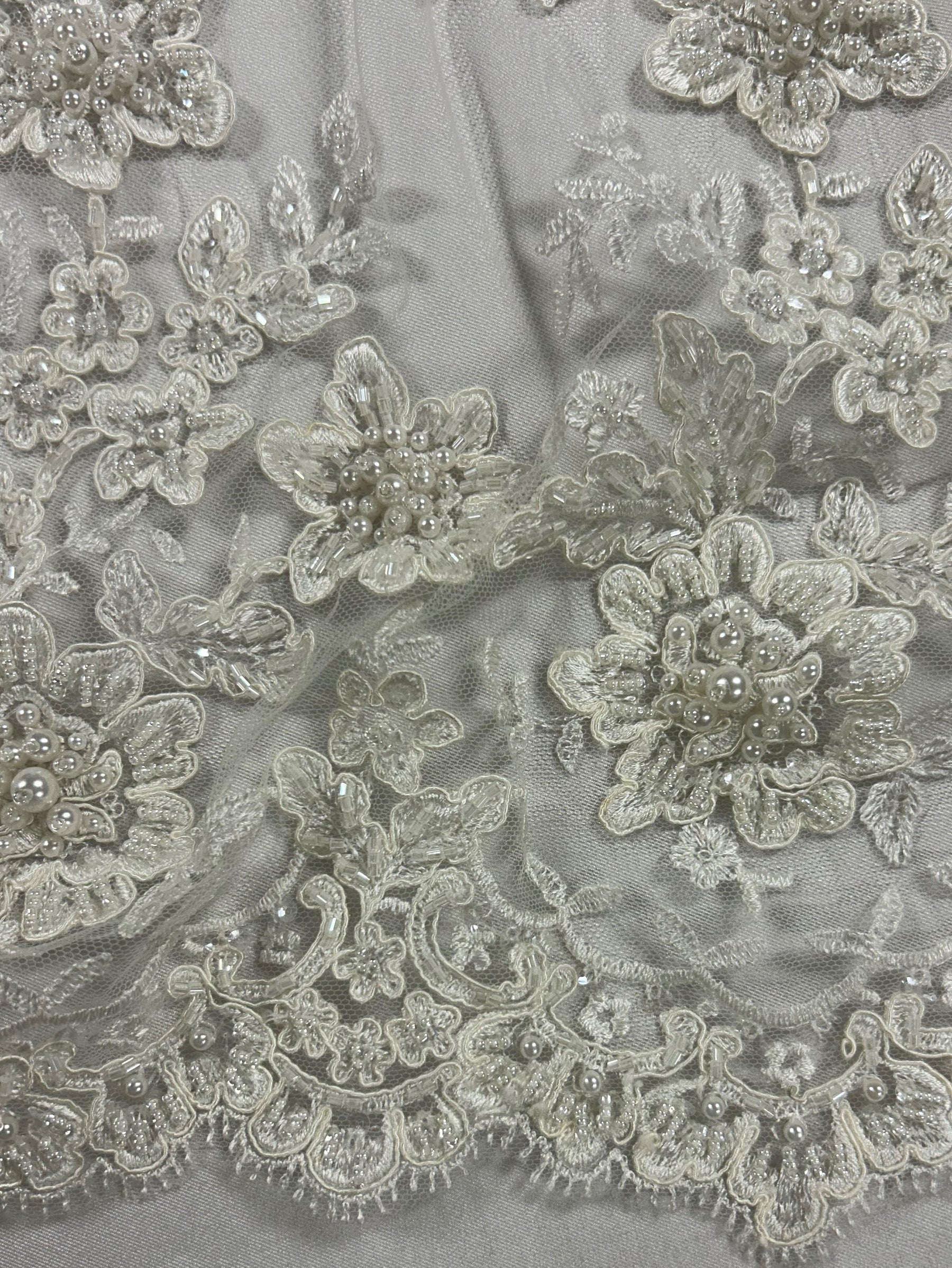 Ivory Beaded Lace - Daisy