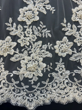 Ivory Beaded Lace - Daisy