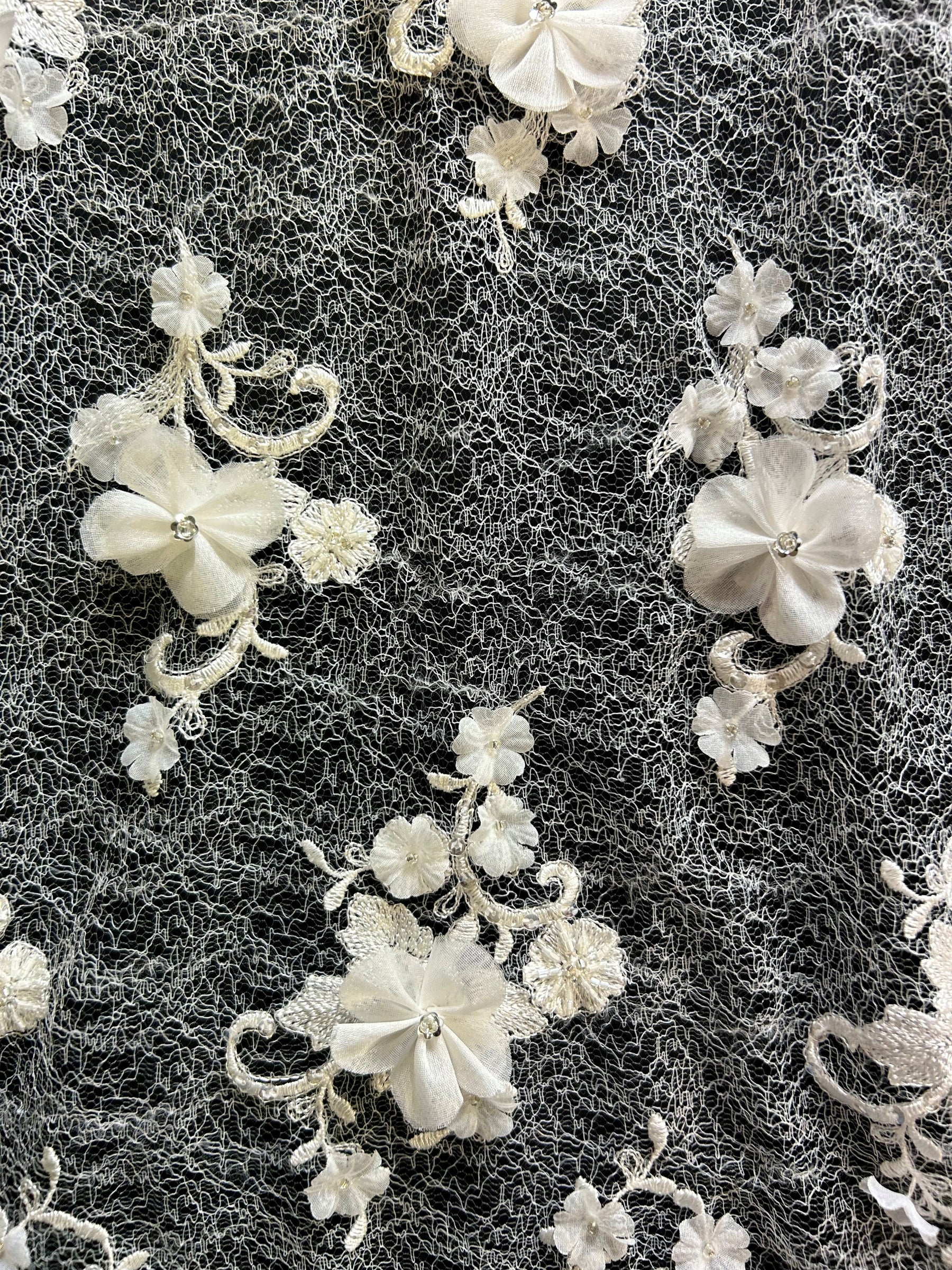 Ivory Beaded Flower Lace – Deborah