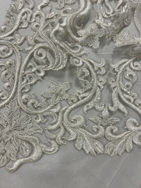 Ivory Embroidered Lace on Ivory Tulle - Elke