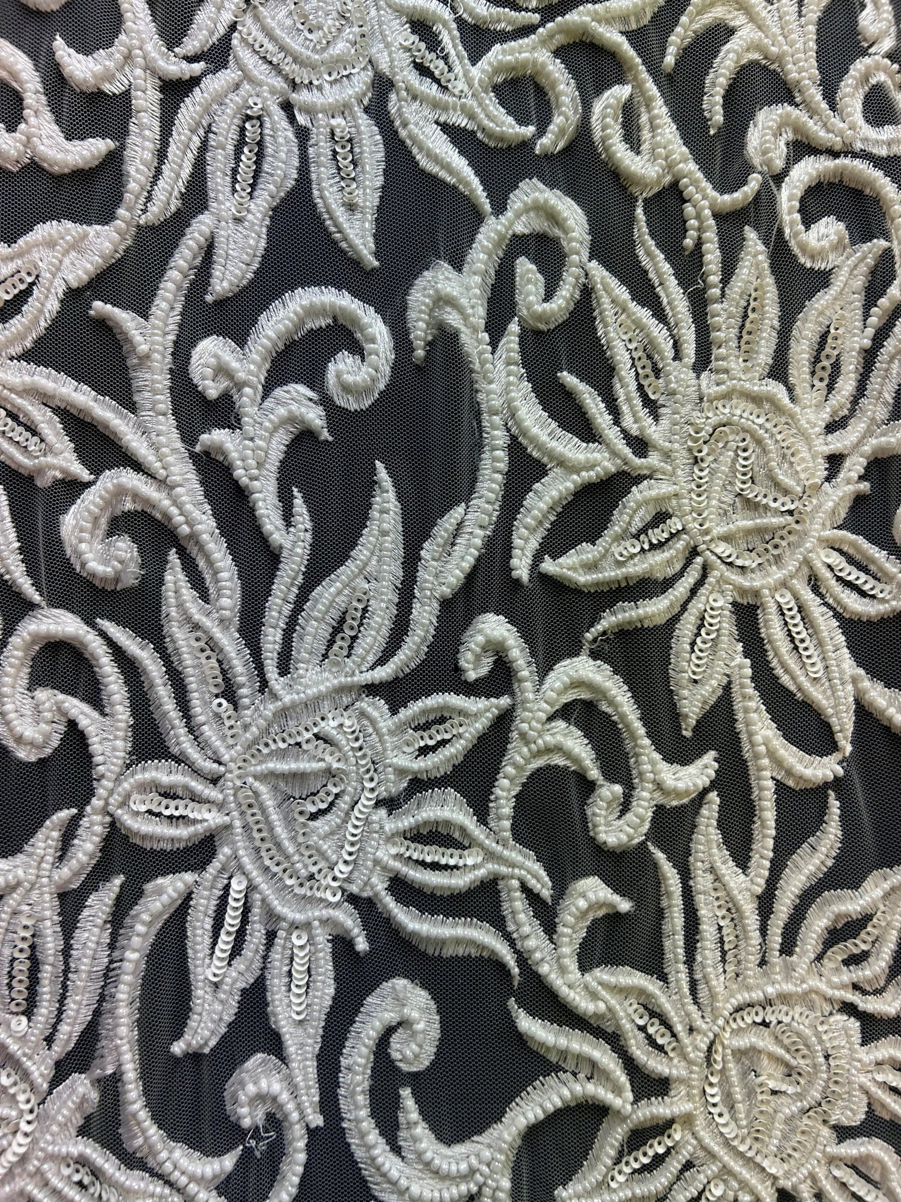 Ivory Beaded Embroidery Lace - Elsie