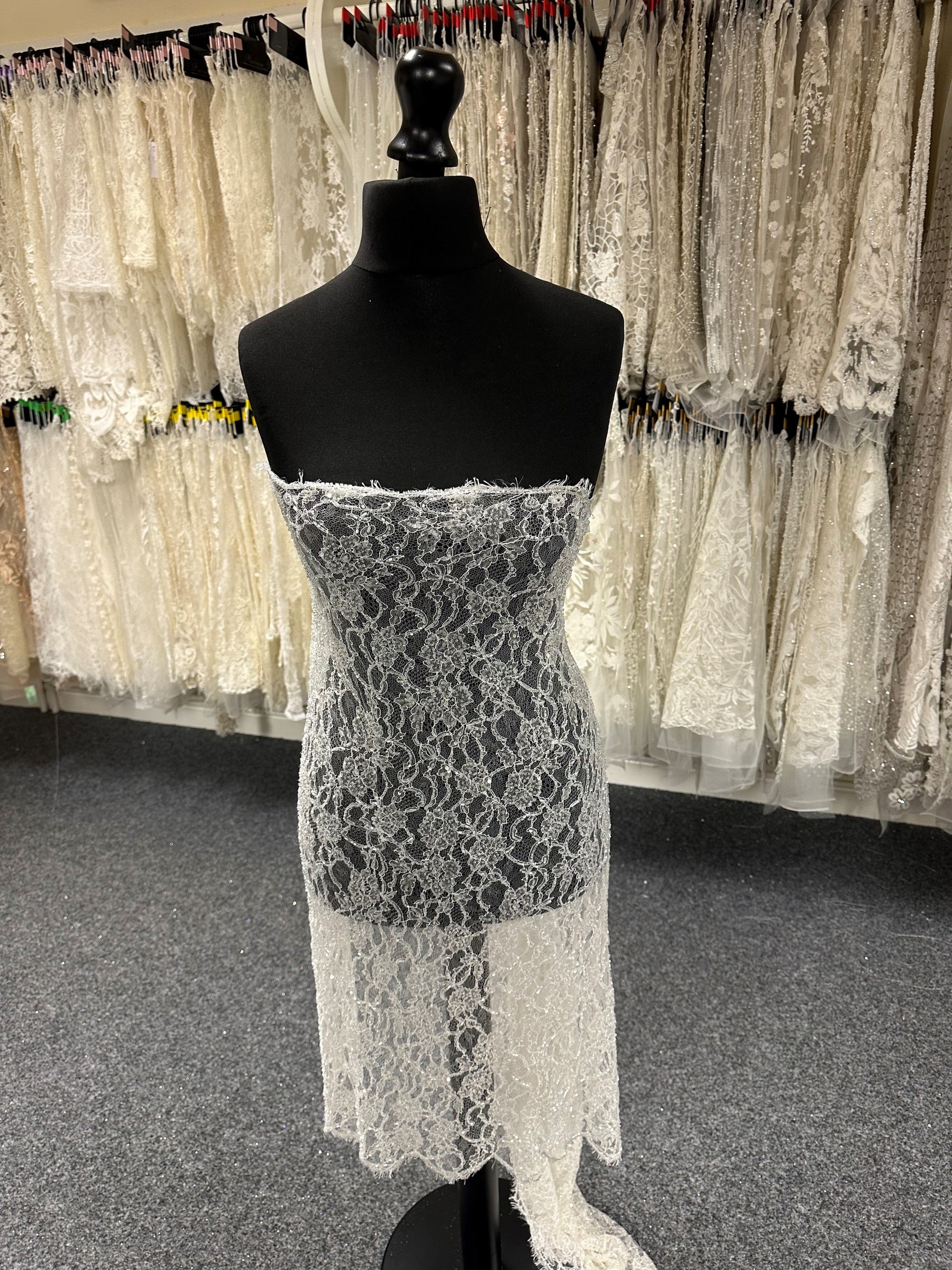 Ivory Beaded Chantilly Lace - Apricity