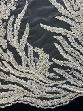 Ivory Beaded Embroidery Lace - Fleur