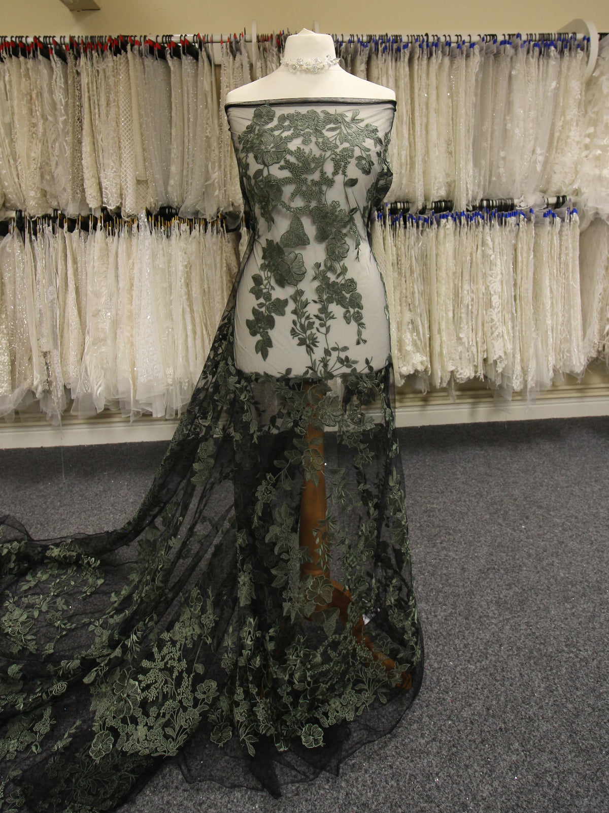 Sage Green Embroidery Lace - Garbo