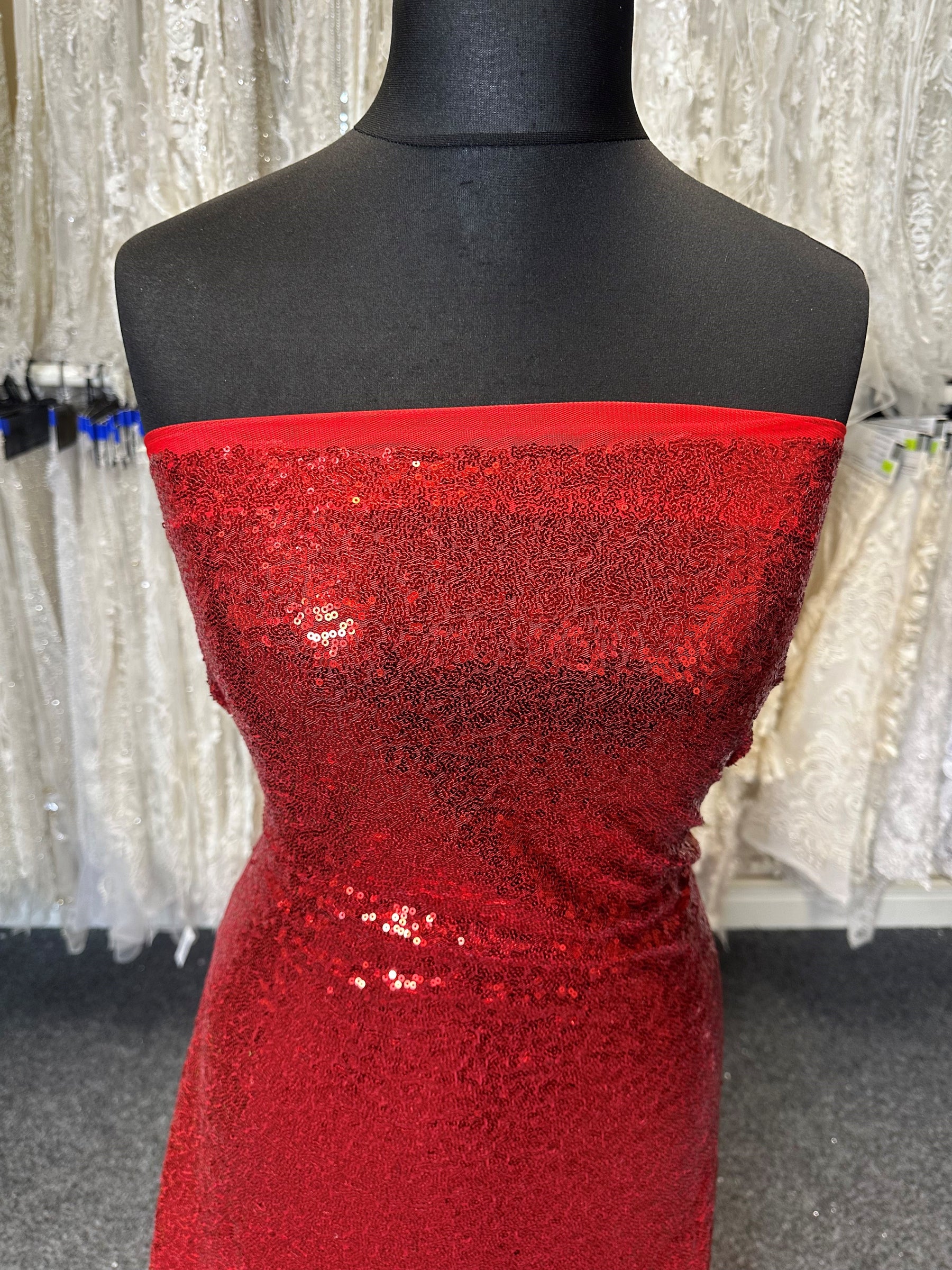 Red Sequinned Tulle - Glow