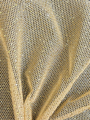 Gold Stretch Glitter Fabric - Ballerina