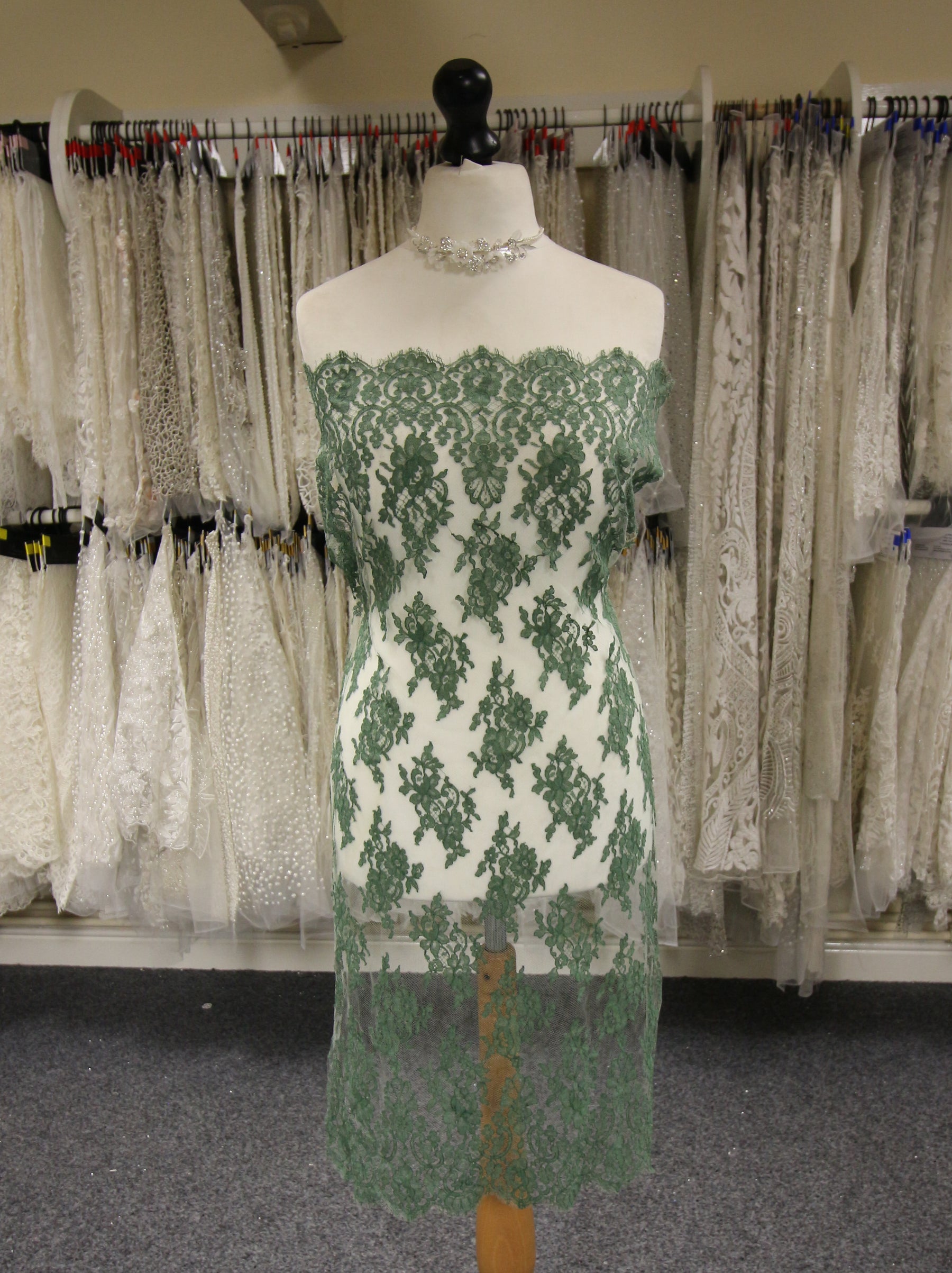Dark Green Lace for Dressmaking - Eleanor