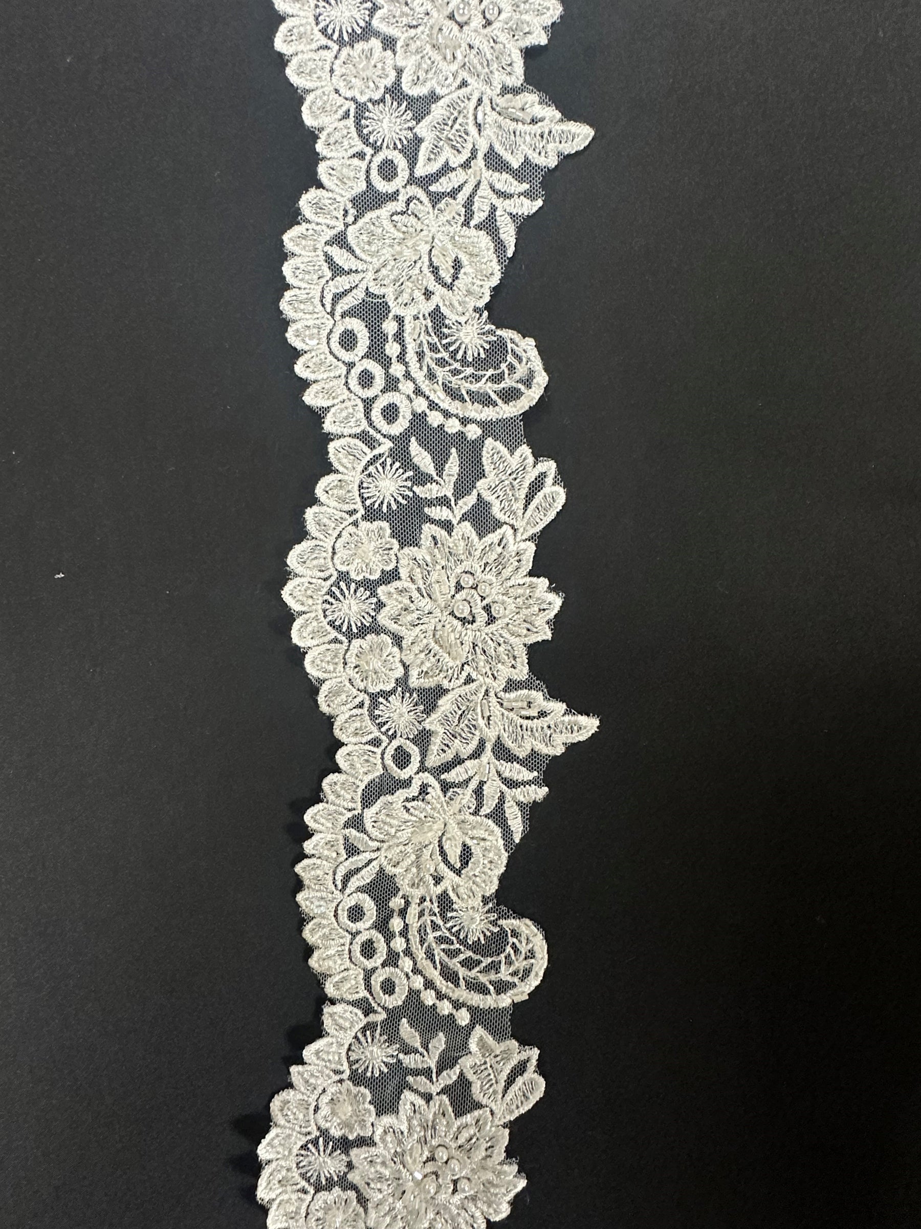 Ivory Beaded Lace Trim - Helma