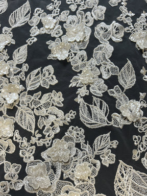 Ivory 3D Embroidered Lace - Hunter