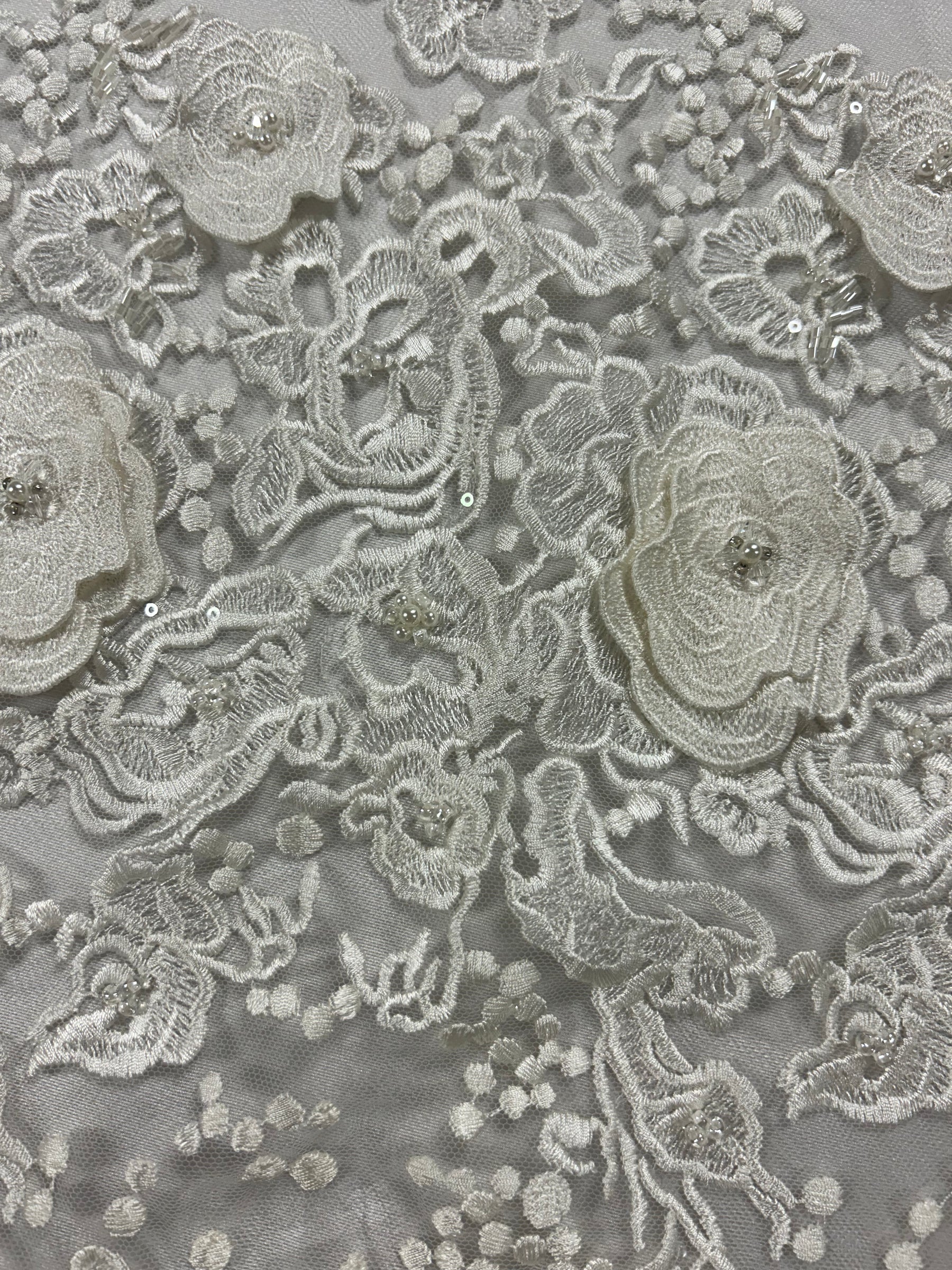 Discounted Ivory Embroidered Lace - Leonora