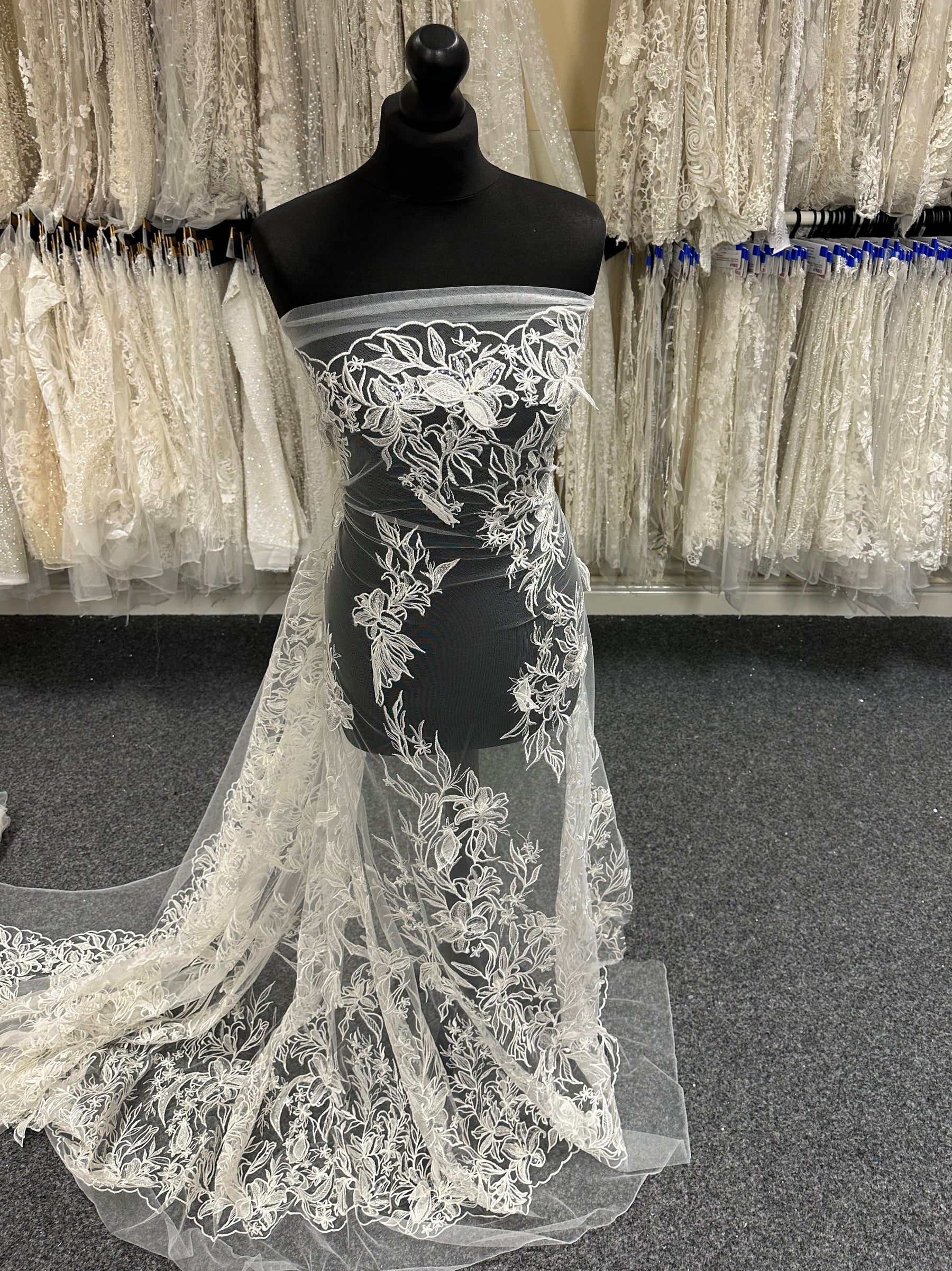 Ivory Embroidered Lace - Calinda