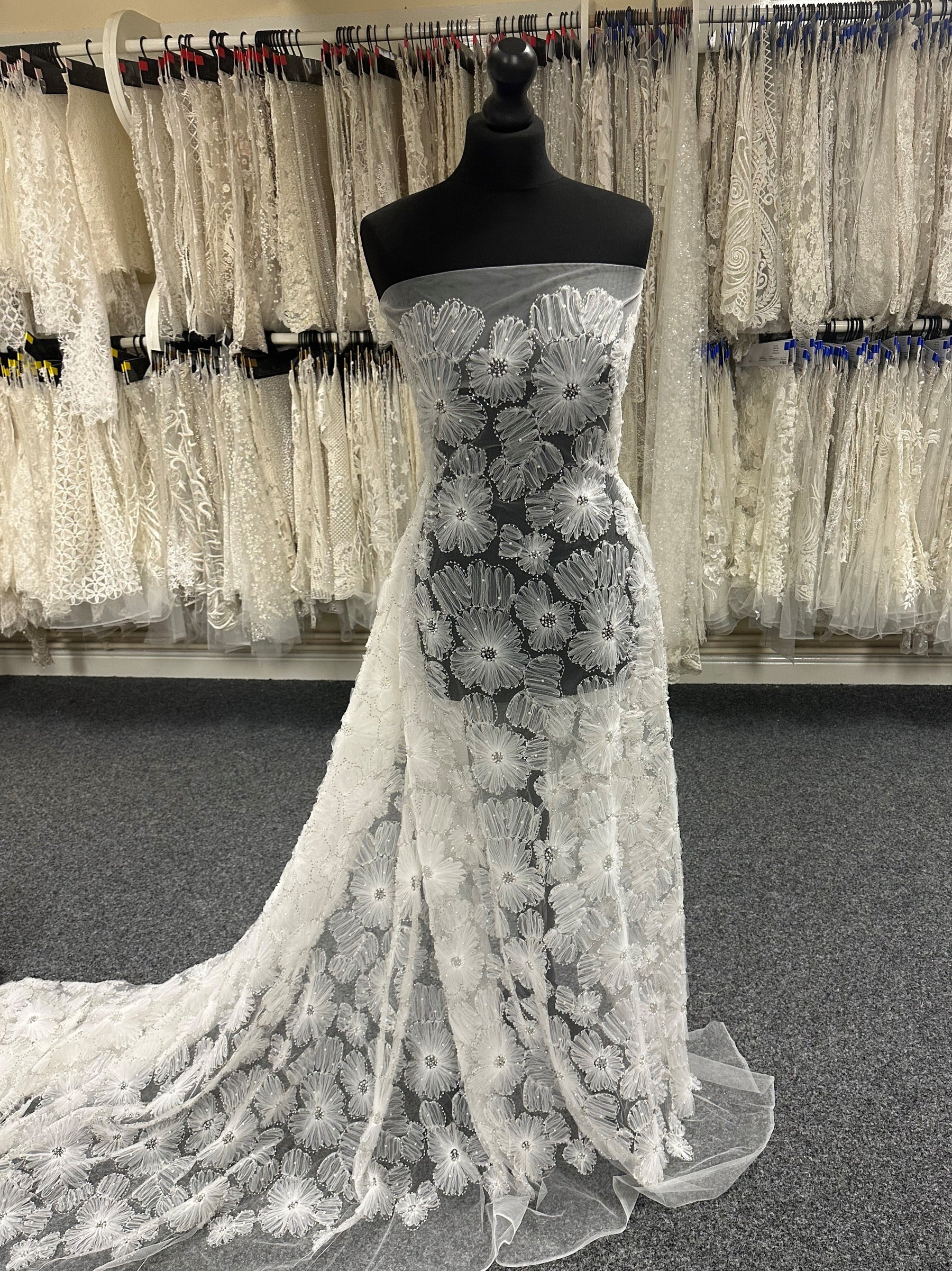 Ivory 3D & Beaded Lace - Godiva