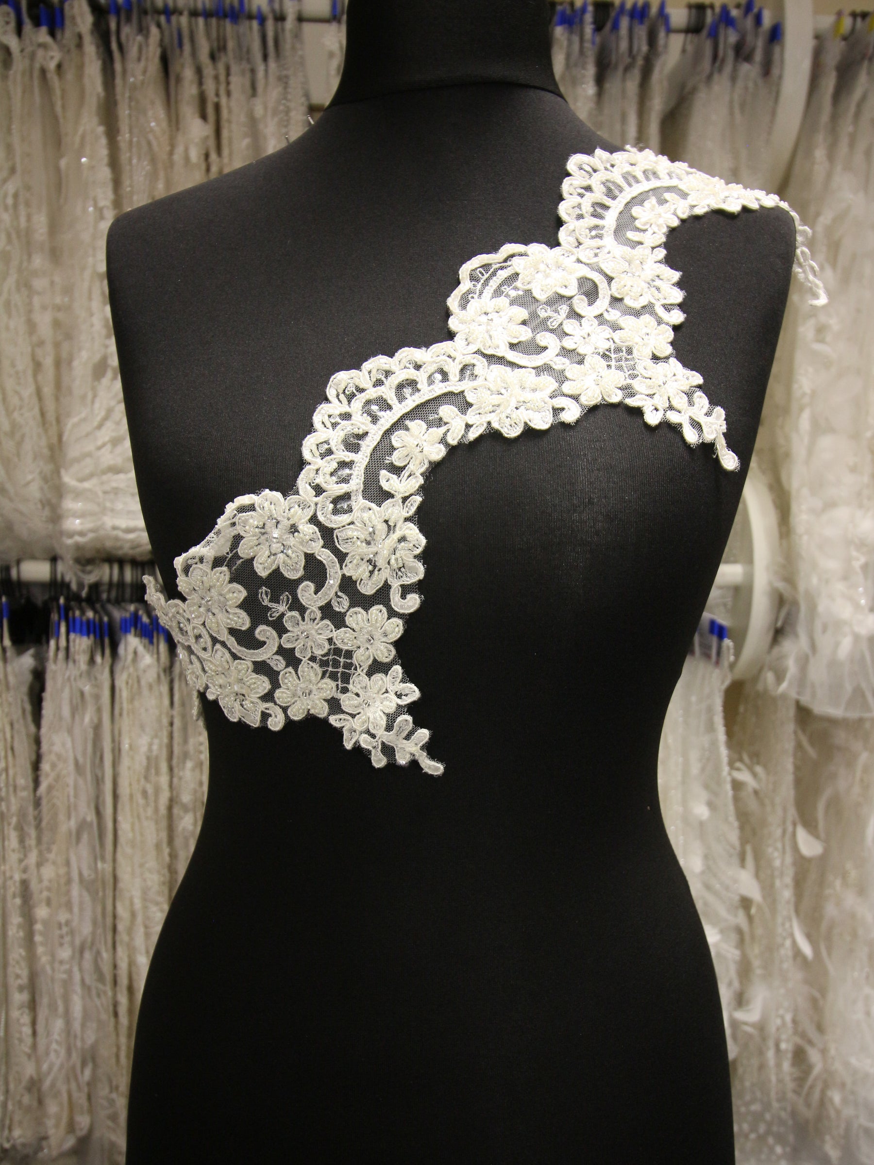 Black Beaded and Corded Lace Appliques - Alexandra
