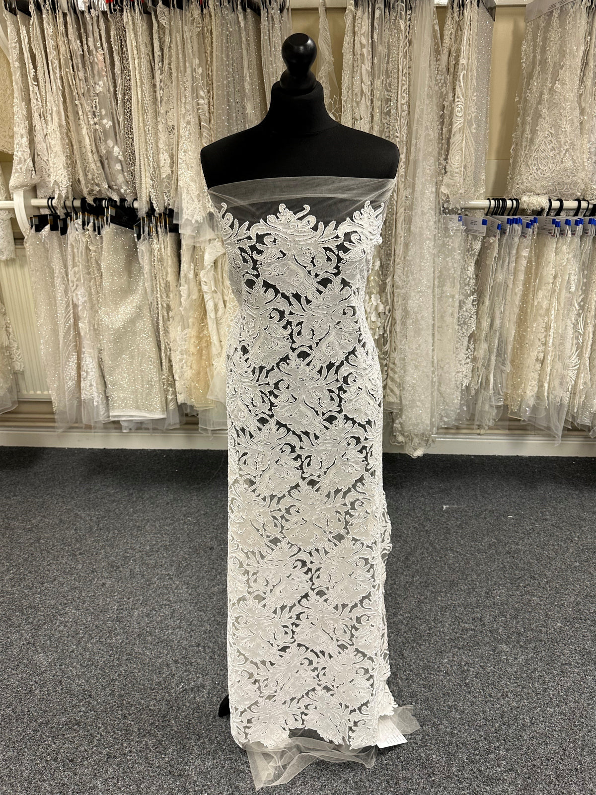 Ivory Beaded & Embroidered Lace - April