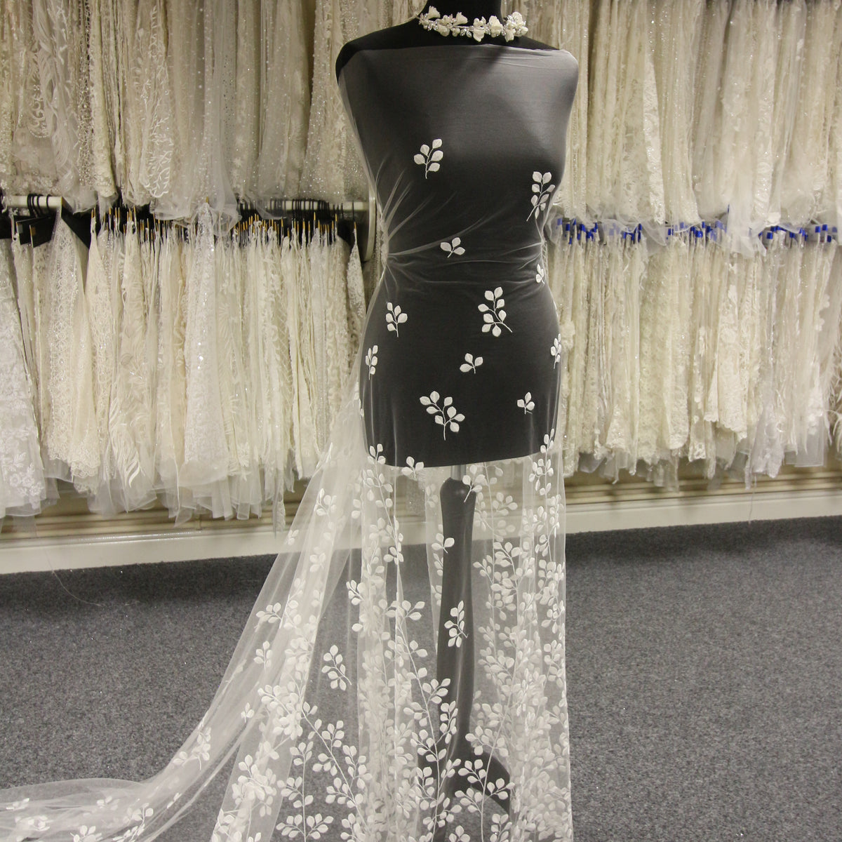 Beaded bridal lace fabric ivory - SARTOR BOHEMIA