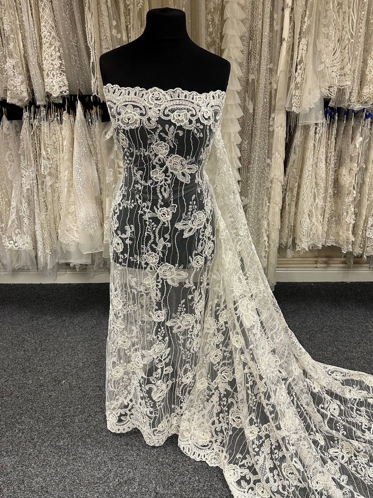 Ivory Corded and Beaded Lace – Rochelle