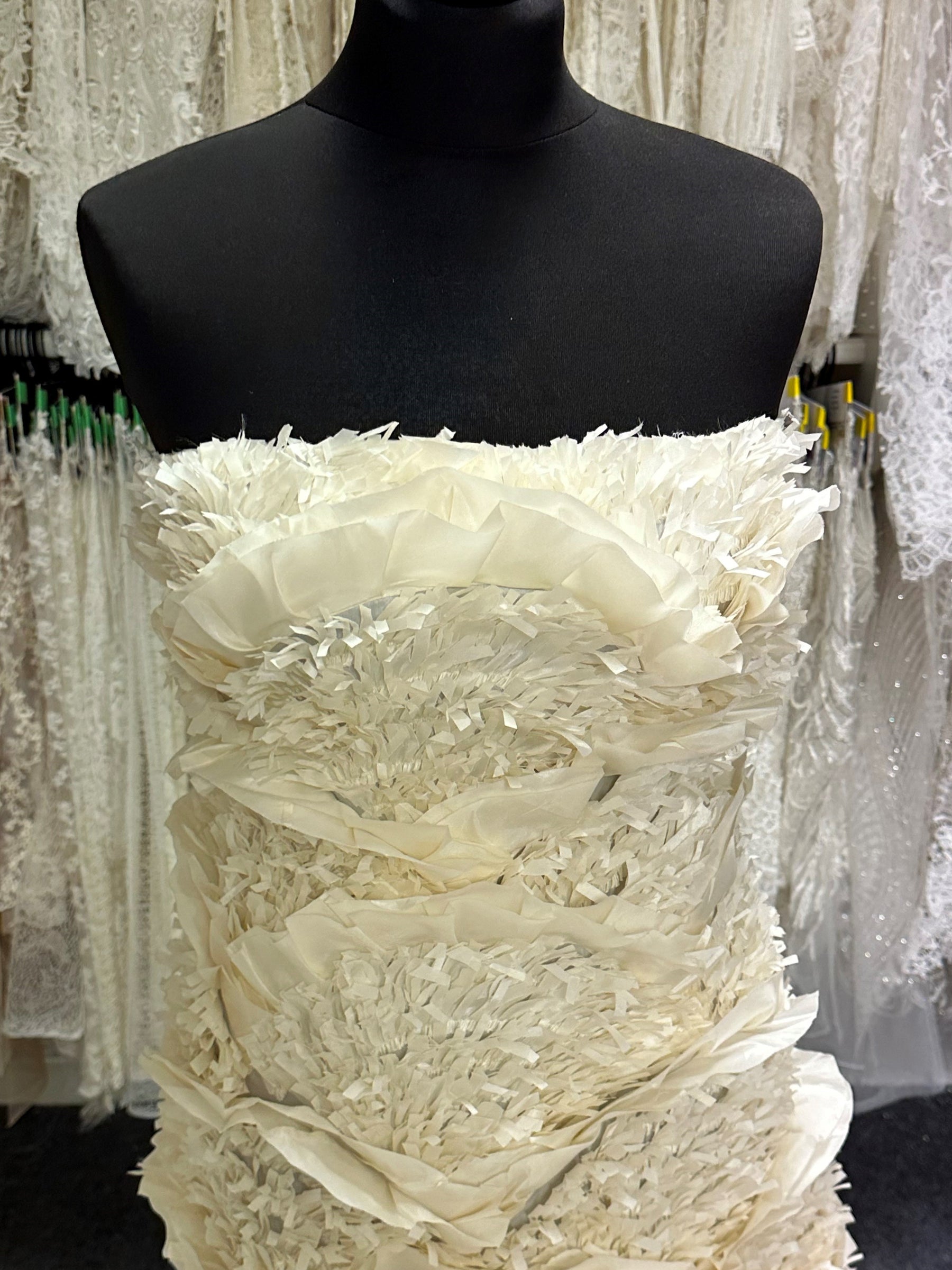 Ivory Pleated Embroidery - Caress