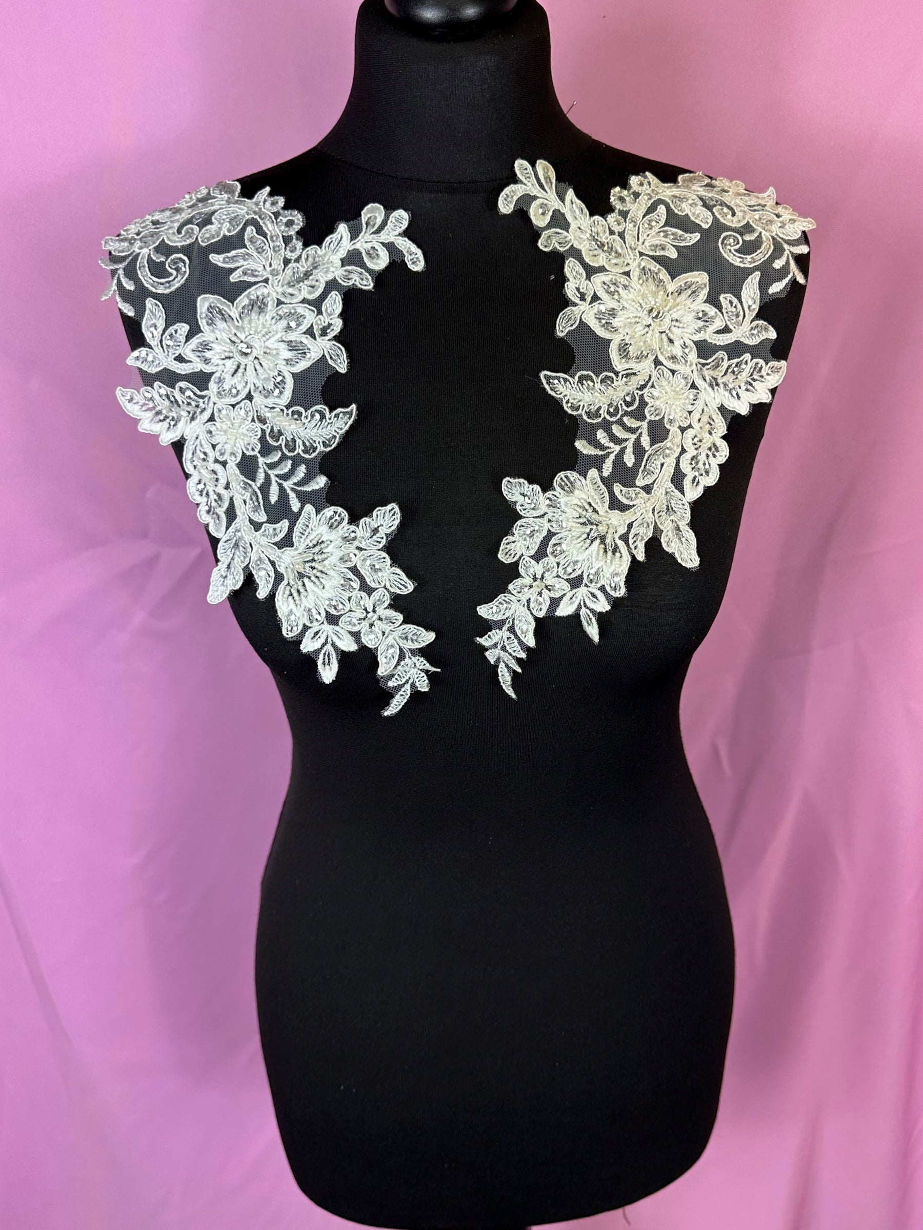 Ivory Beaded Lace Appliques - Annabelle