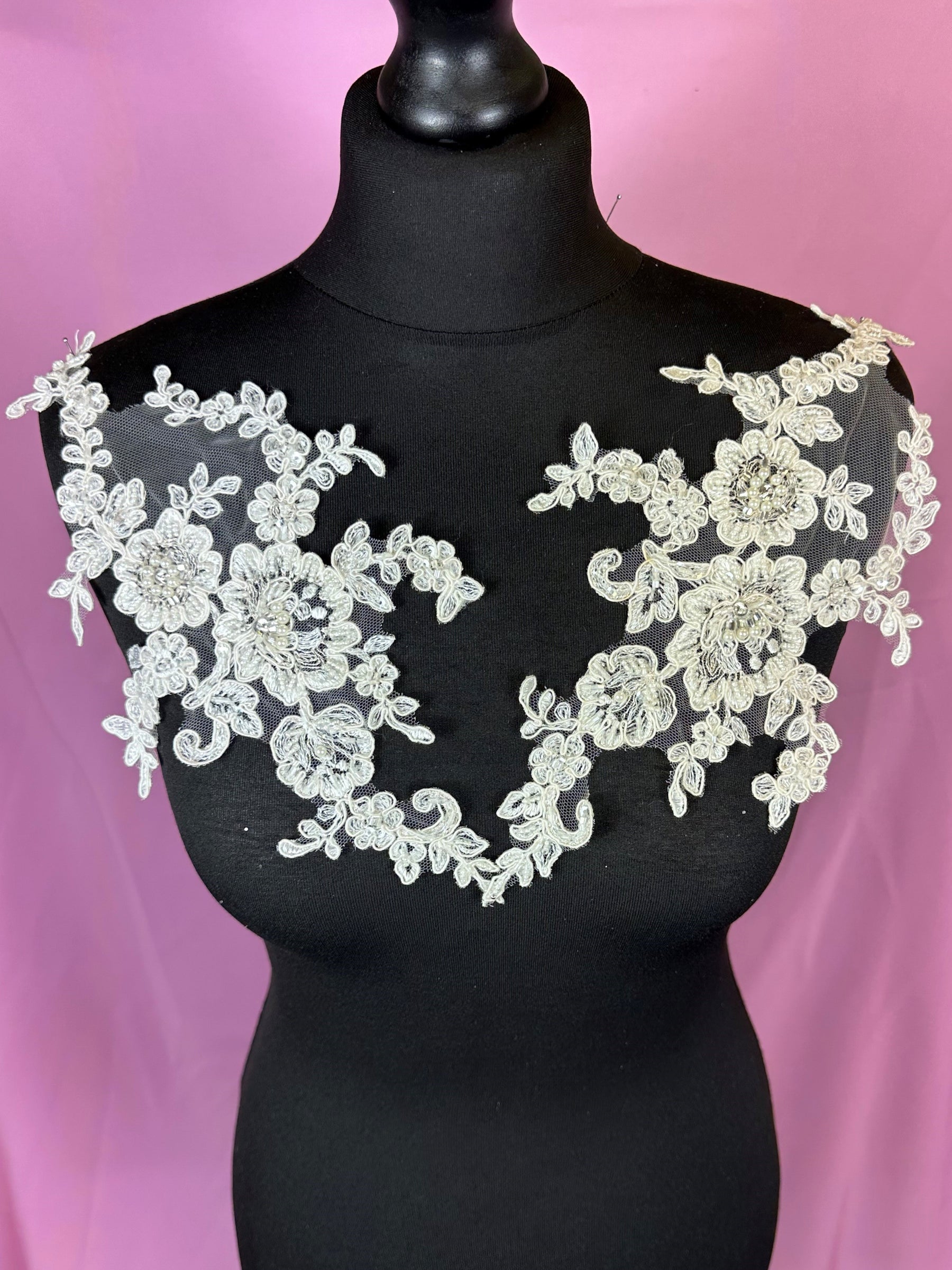 Ivory Beaded & Corded Lace Appliques - Honeysuckle