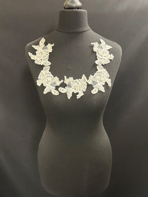 Ivory Beaded Lace Appliques - Victoria (Large)