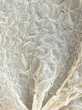 Ivory Polyester Seersucker Fabric - Latino