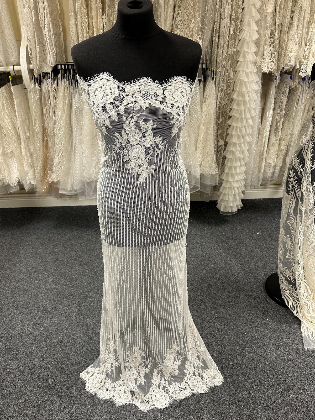 Ivory Corded & Beaded Lace - Iris