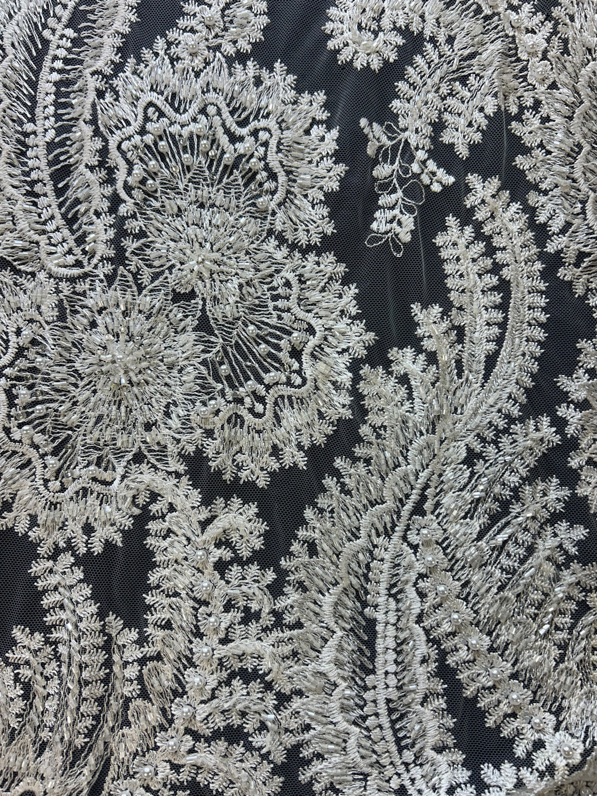 Ivory Beaded Flower Lace - Joy