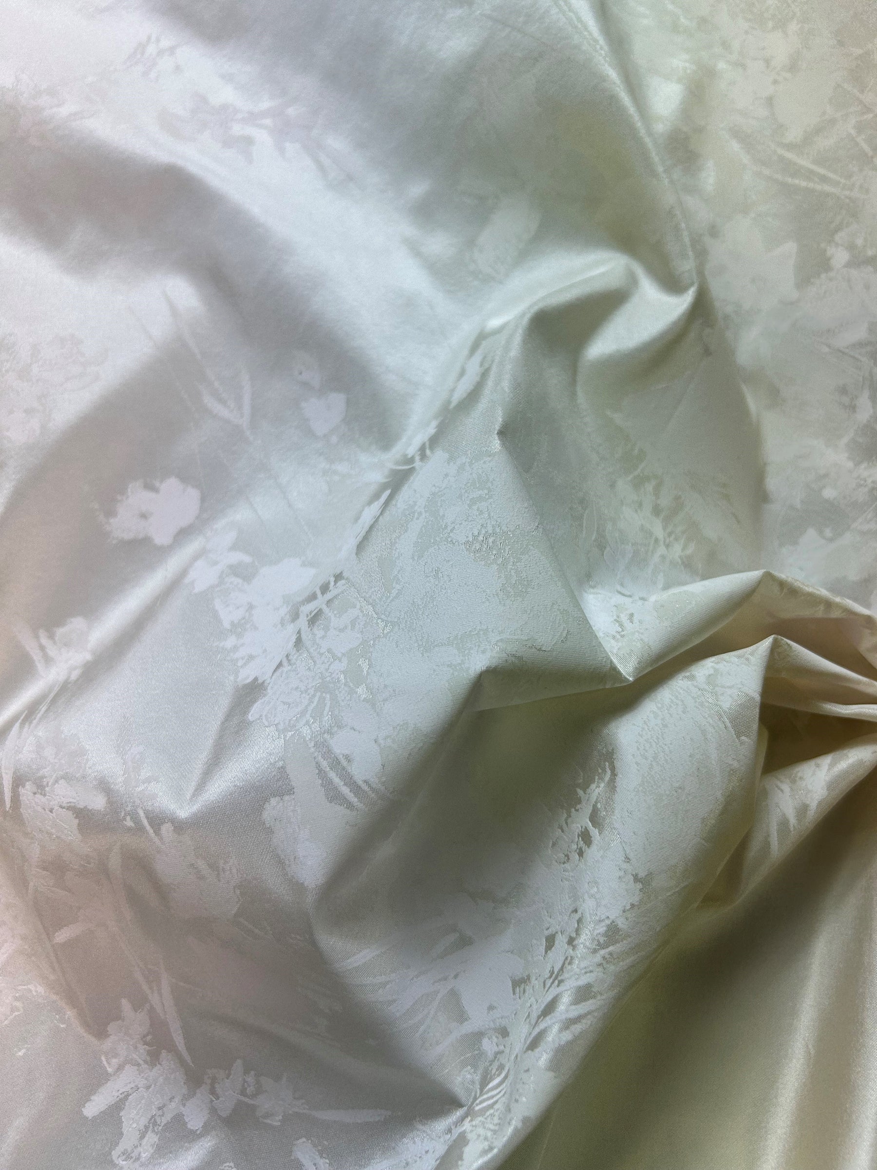 Ivory Printed Silk Satin - Jacquetta