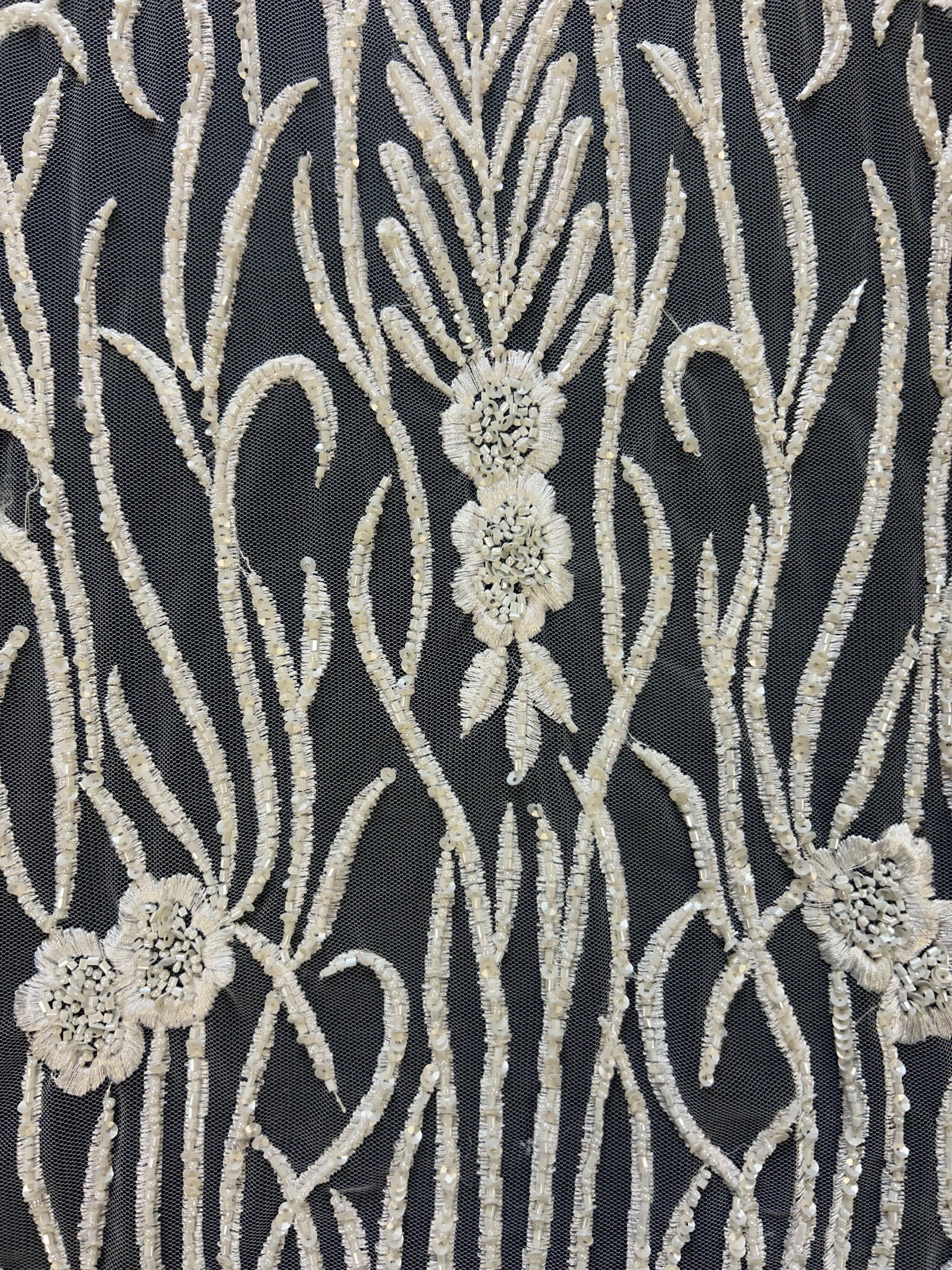 Ivory Hand Beaded Lace  - Nabeela